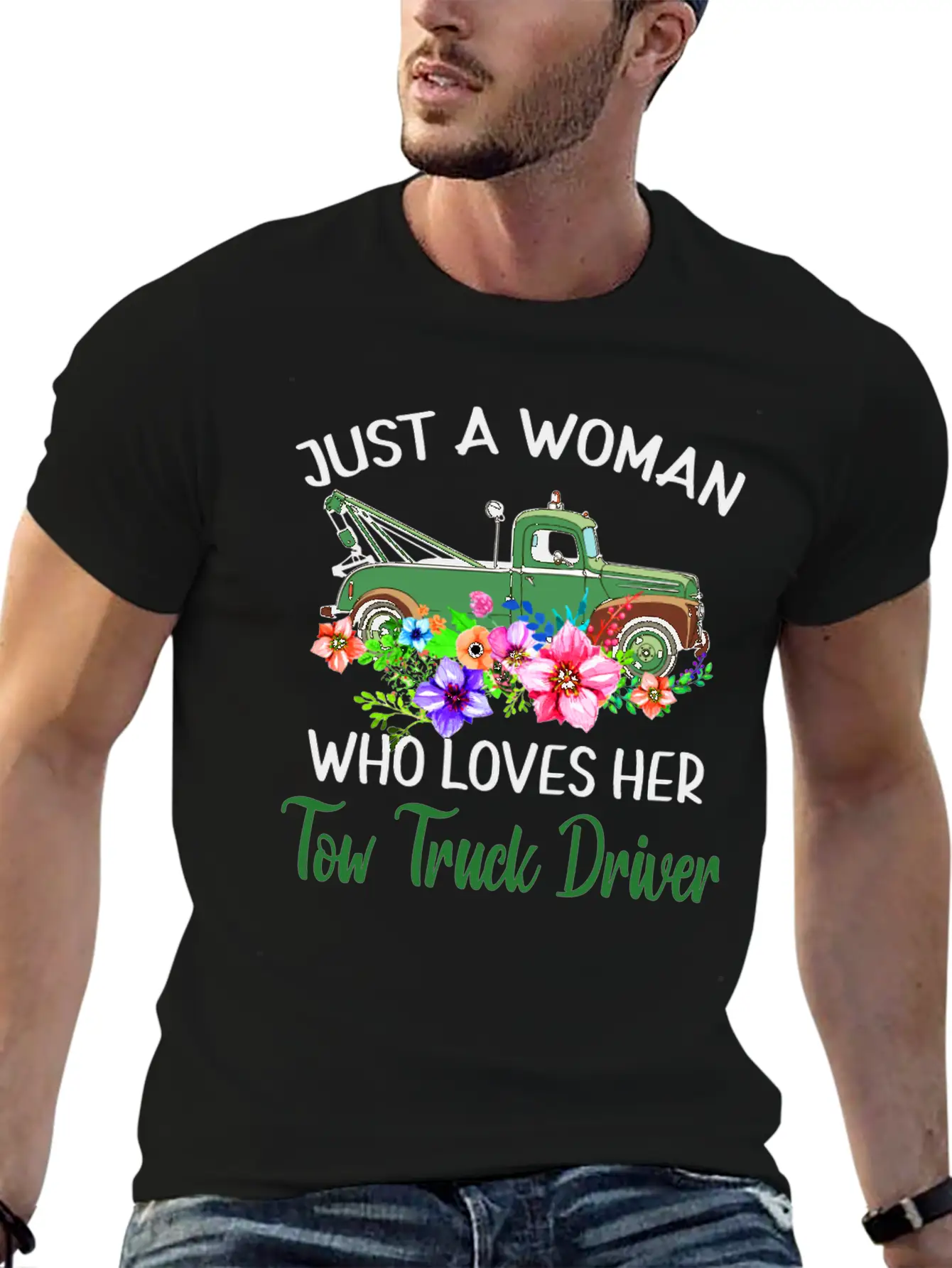 Just A Woman Who Loves Her Tow Truck Driver Timeless Short Sleeve Tee – Comfy And Minimalist Design