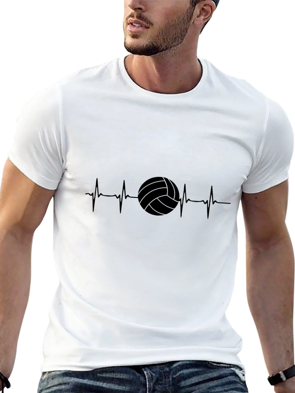 Volleyball Heartbeat Black T-Shirt