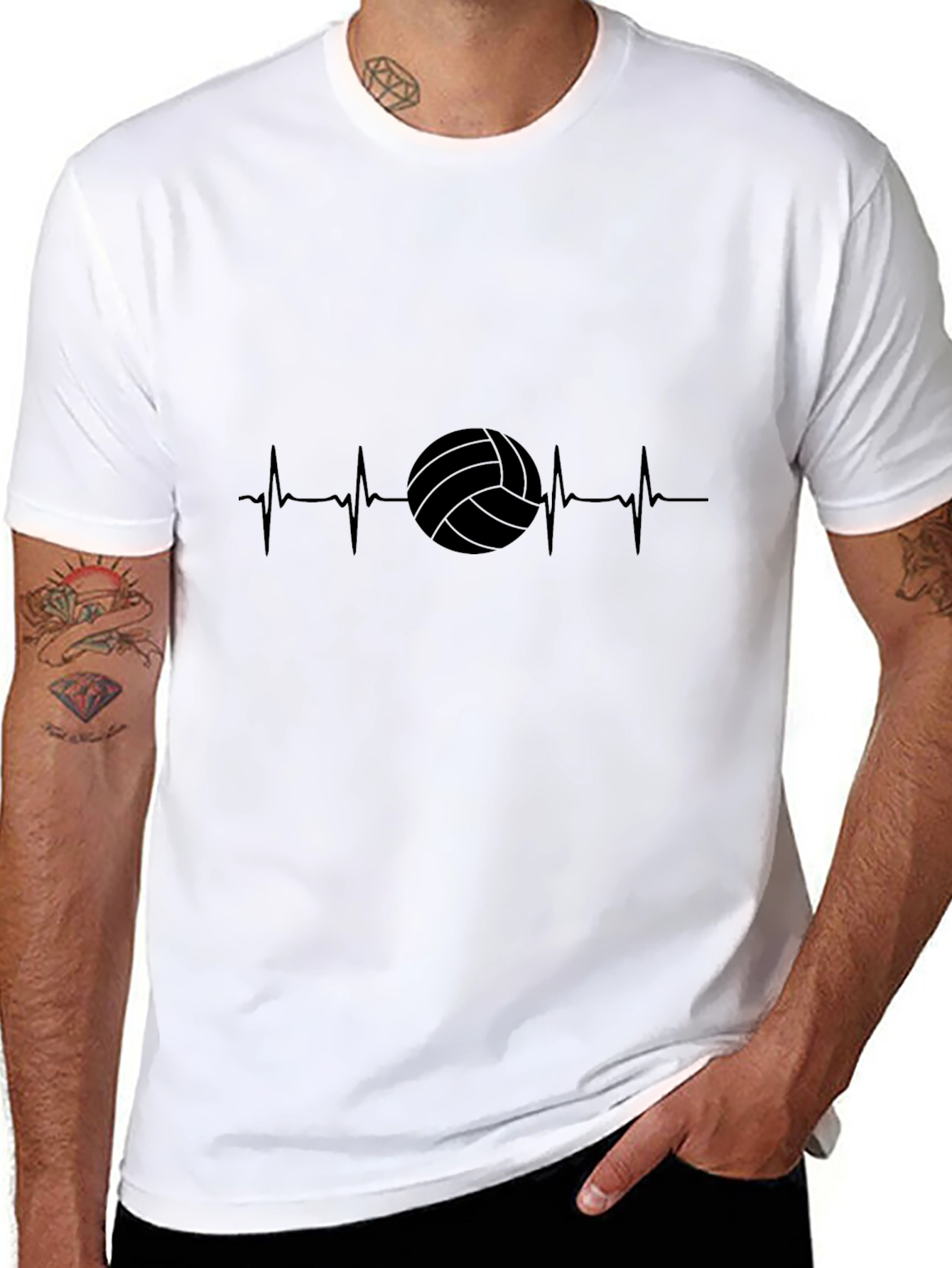 Volleyball Heartbeat Black T-Shirt