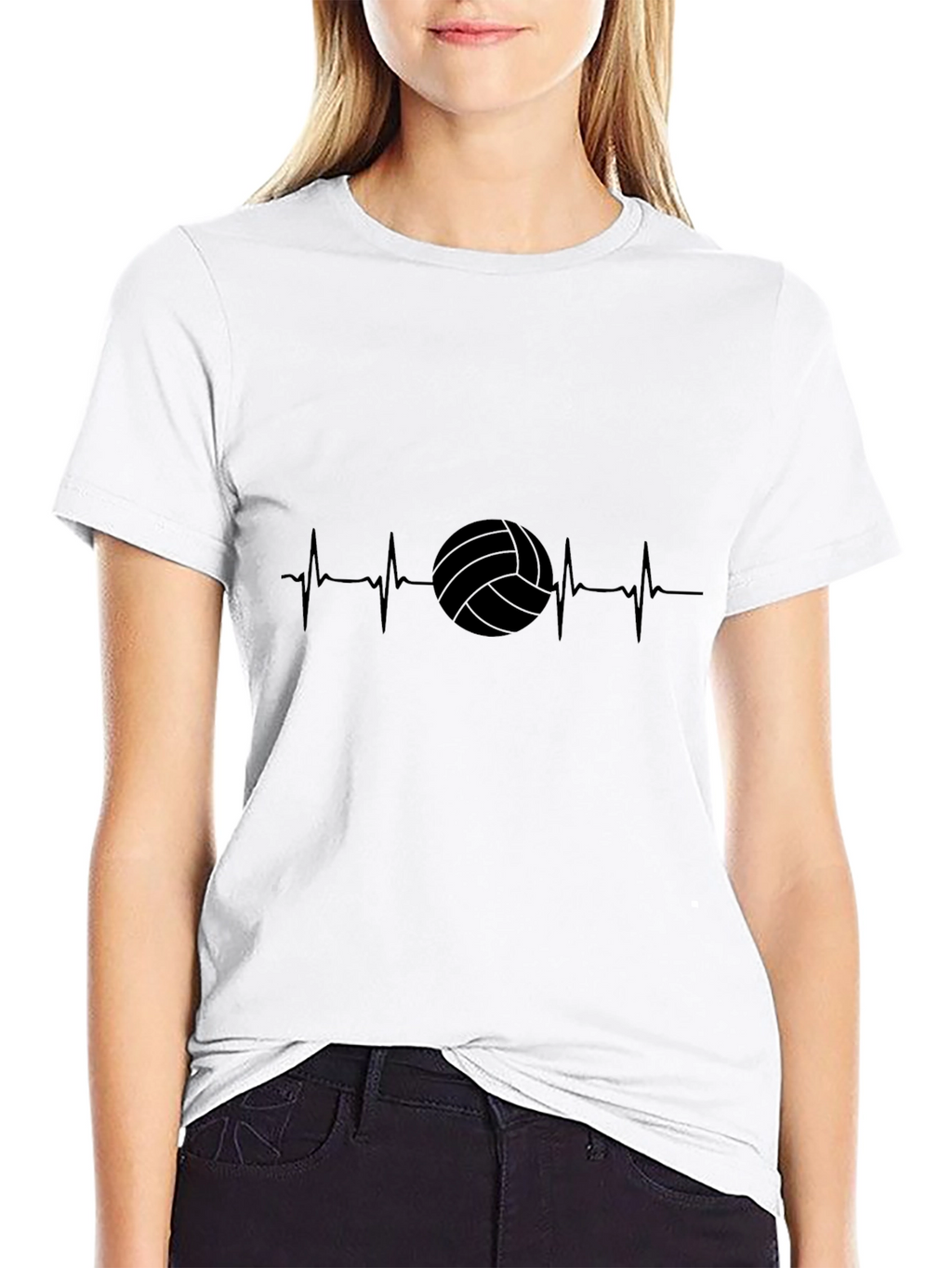 Volleyball Heartbeat Black T-Shirt
