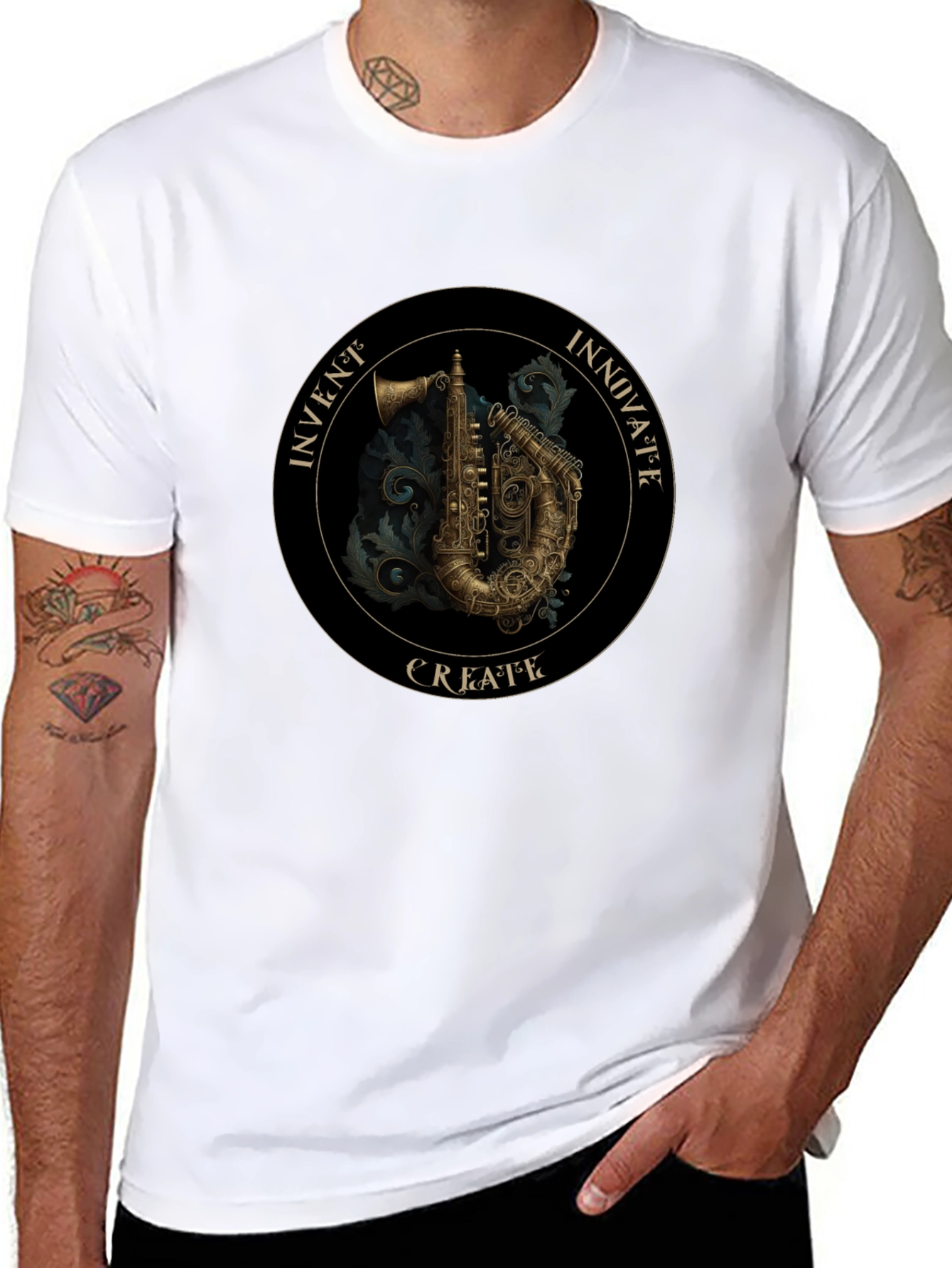 Steampunk Saxophone Graphic Tee - Invent Innovate Create!
