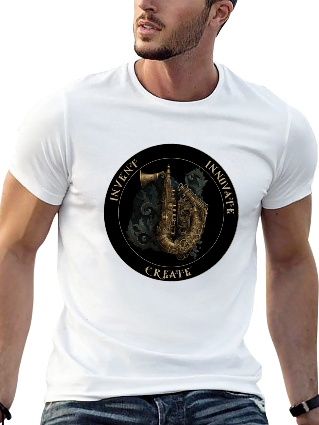 Steampunk Saxophone Graphic Tee - Invent Innovate Create!