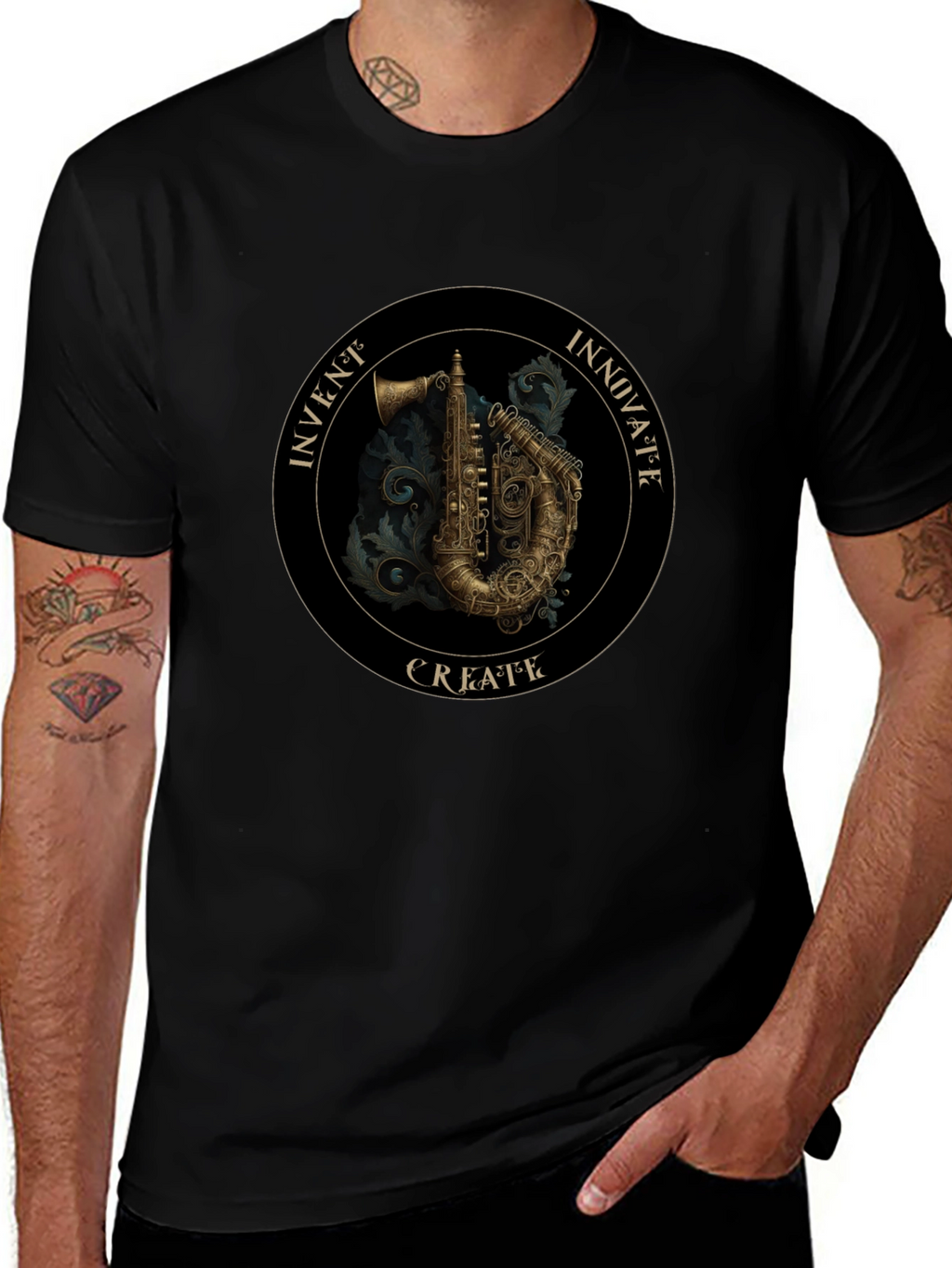 Steampunk Saxophone Graphic Tee - Invent Innovate Create!