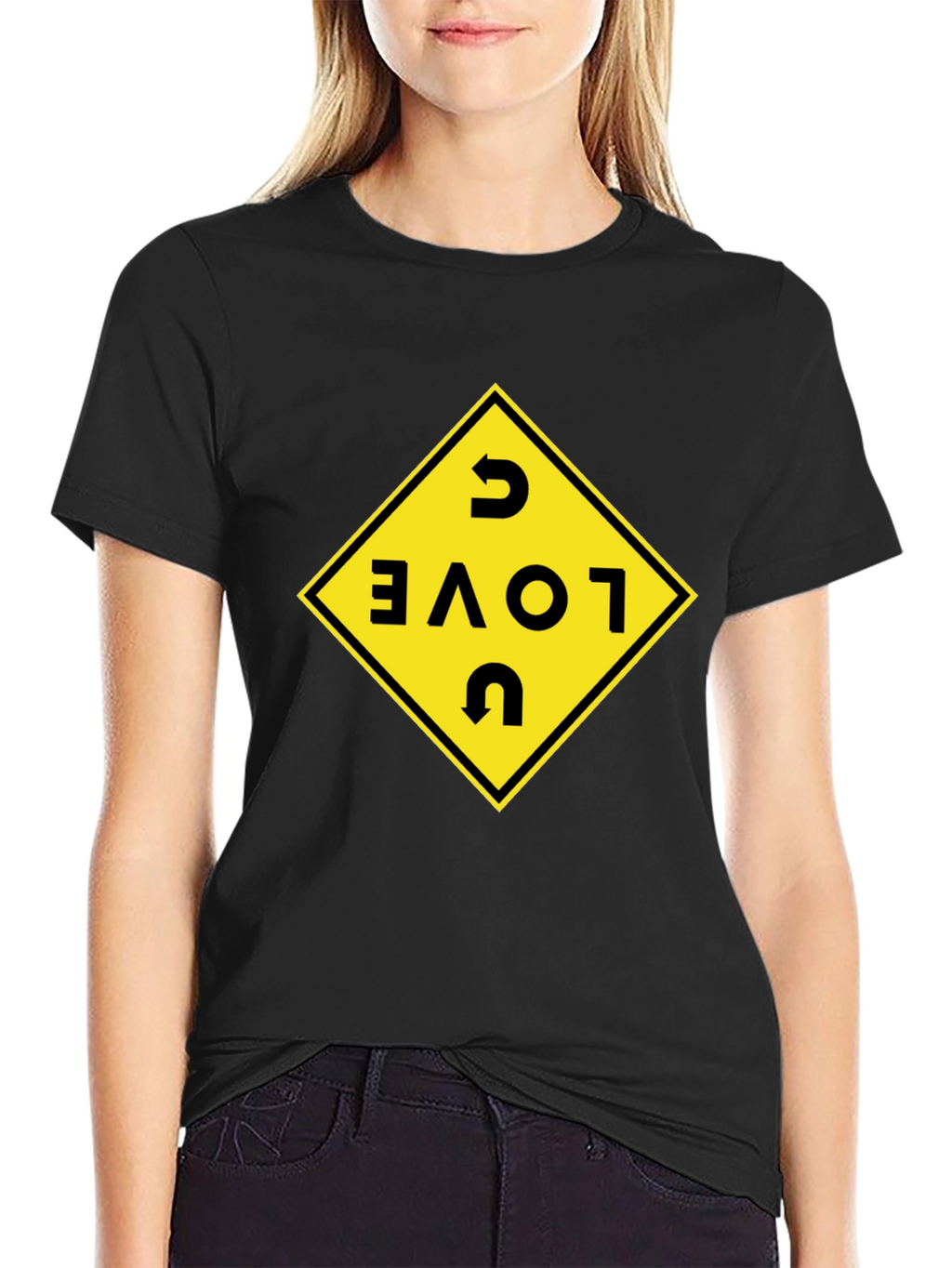 I Love U Black T-Shirt with Graphic