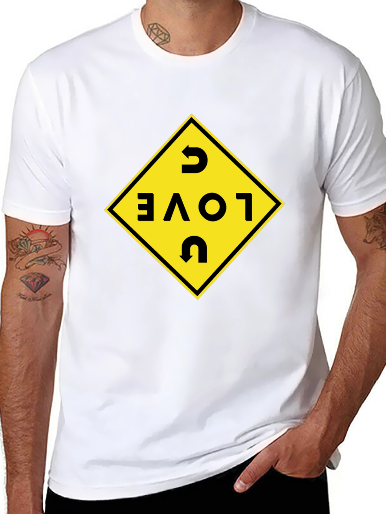 I Love U Black T-Shirt with Graphic