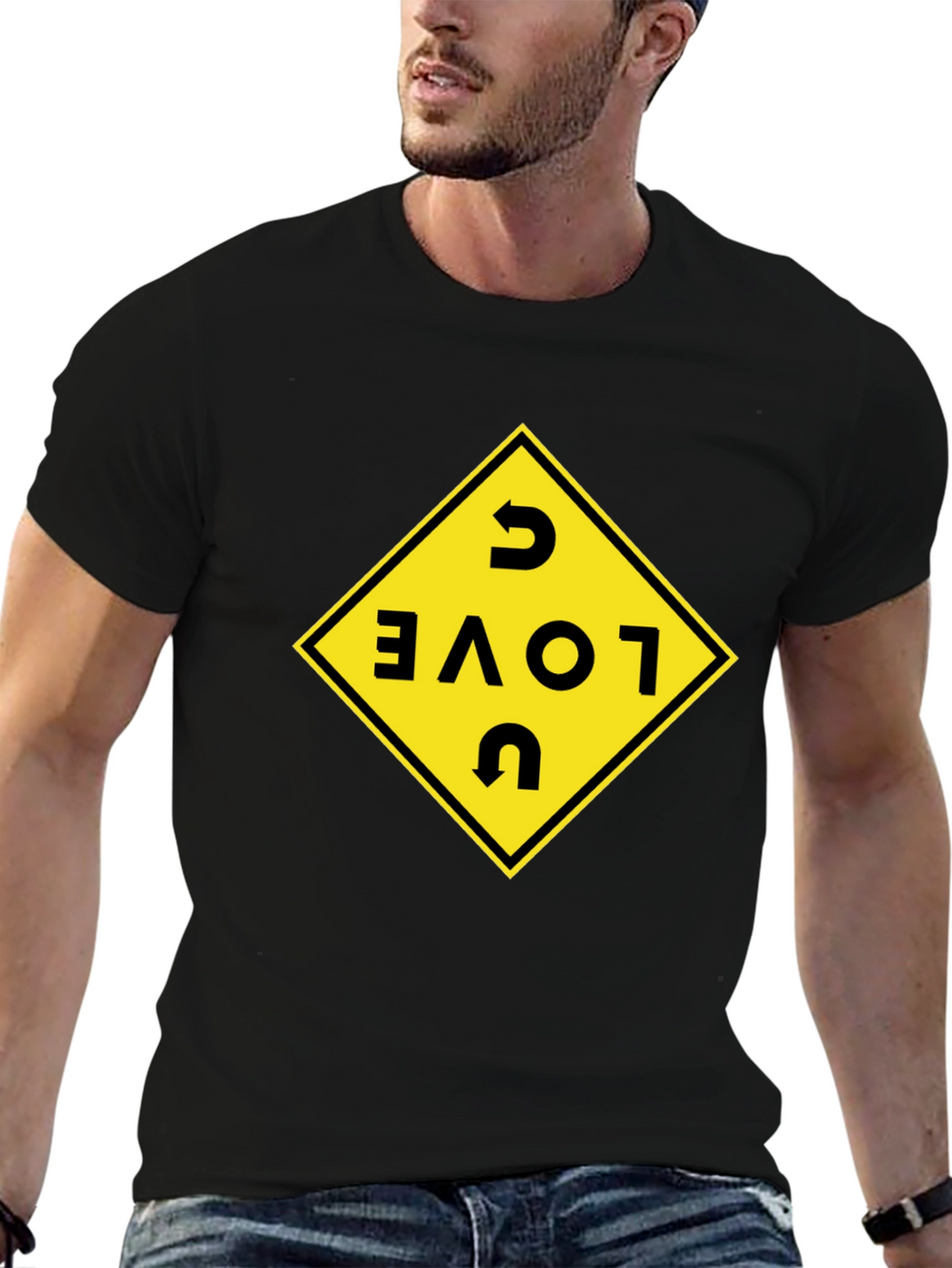 I Love U Black T-Shirt with Graphic