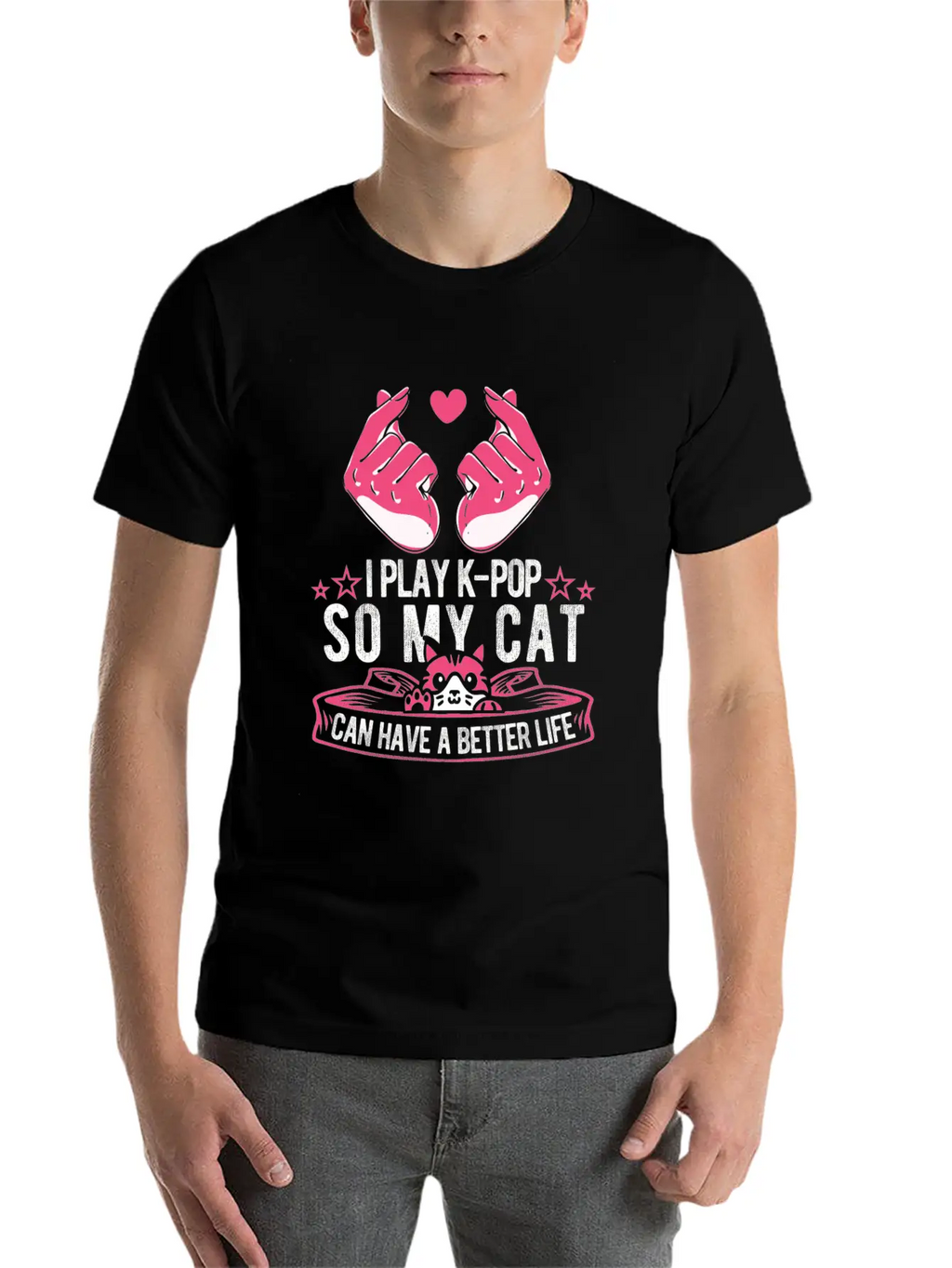 K Pop Cat Classic Cotton Tee – Unisex Comfort For Any Season