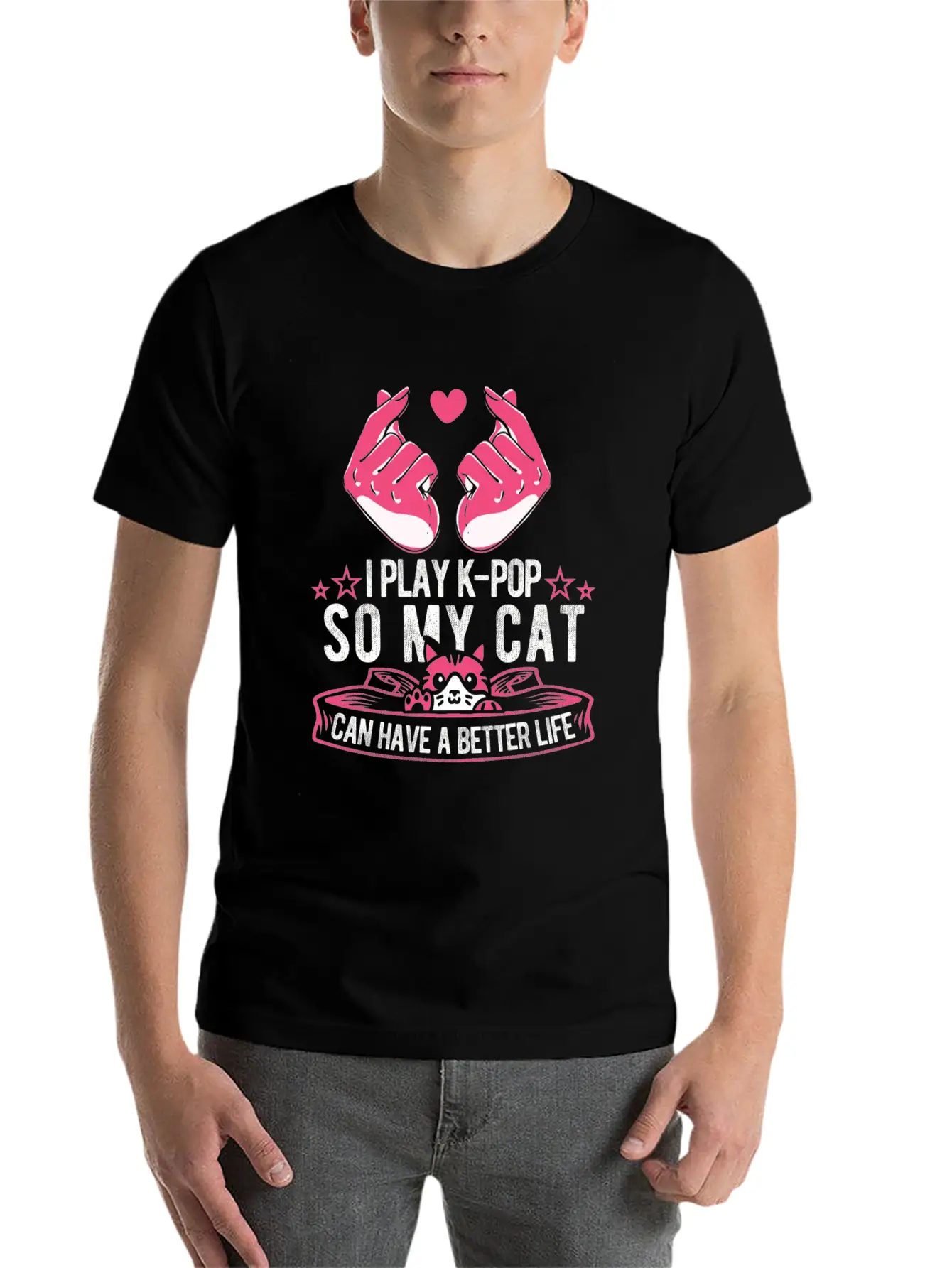 K Pop Cat Classic Cotton Tee – Unisex Comfort For Any Season