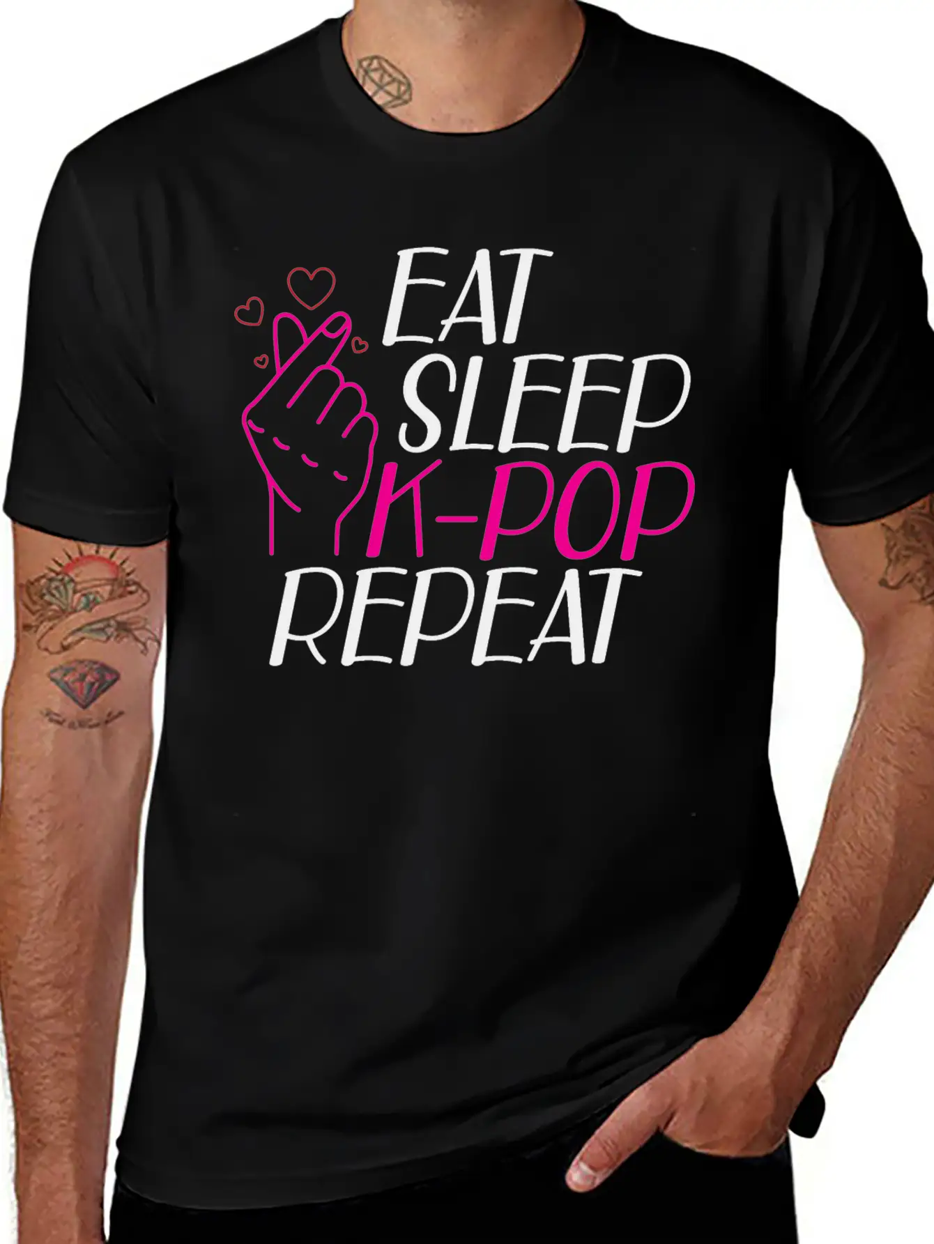 K-Pop - Eat Sleep K-pop Repeat B Classic Cotton Tee – Unisex Comfort For Any Season