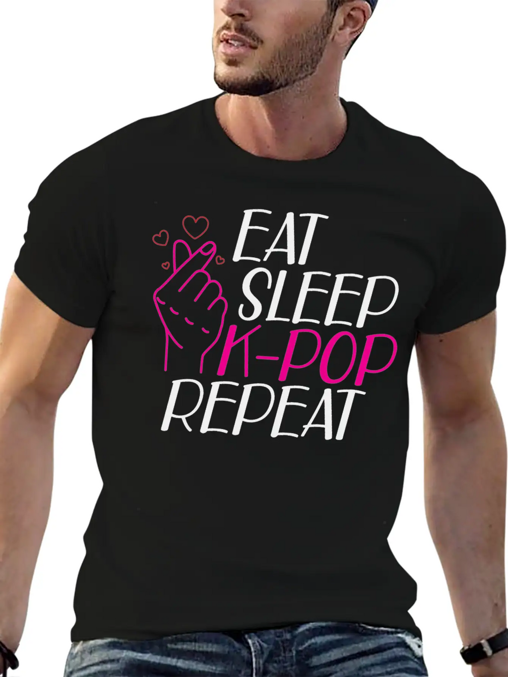 K-Pop - Eat Sleep K-pop Repeat B Classic Cotton Tee – Unisex Comfort For Any Season