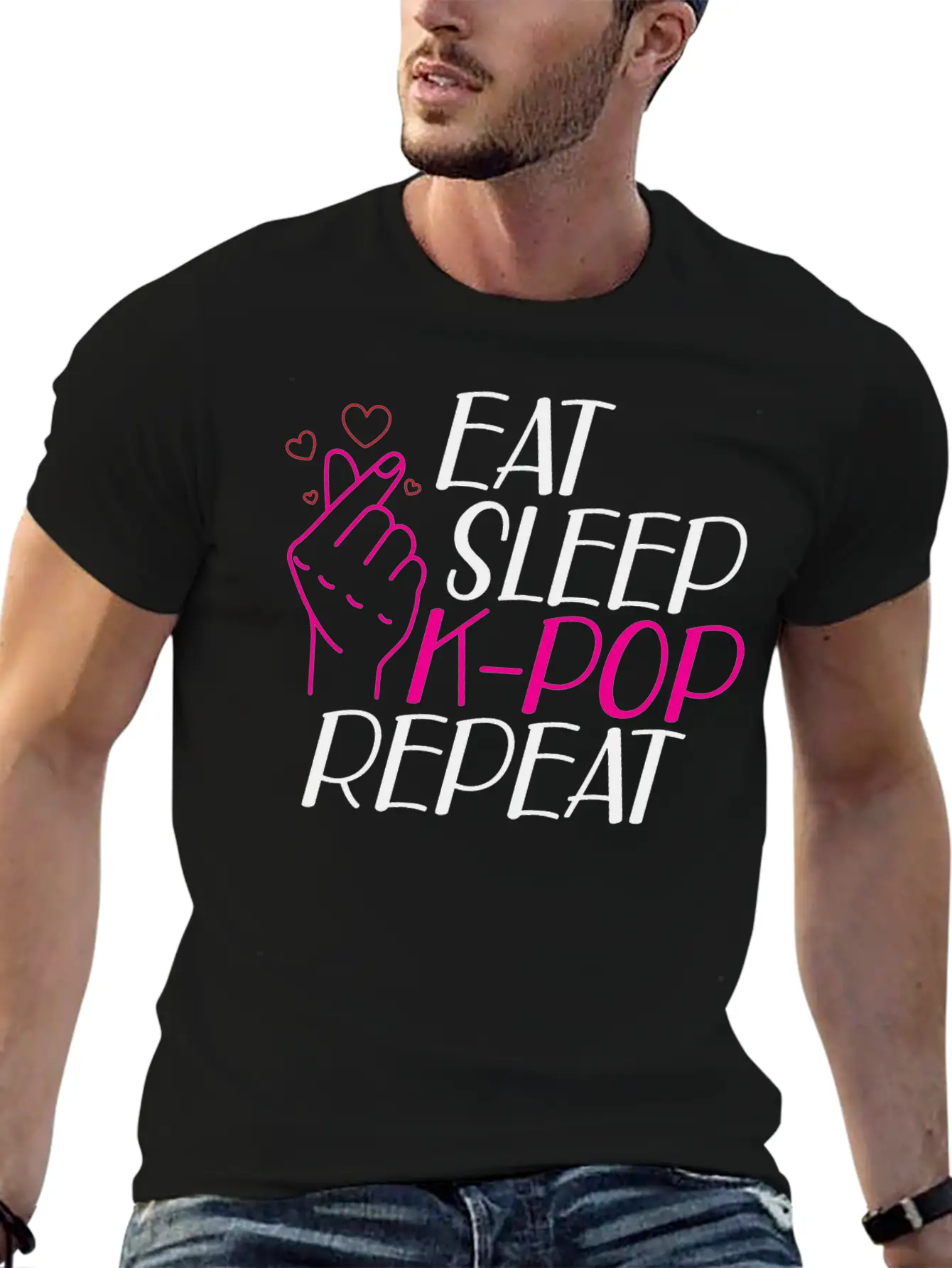 K-Pop - Eat Sleep K-pop Repeat B Classic Cotton Tee – Unisex Comfort For Any Season