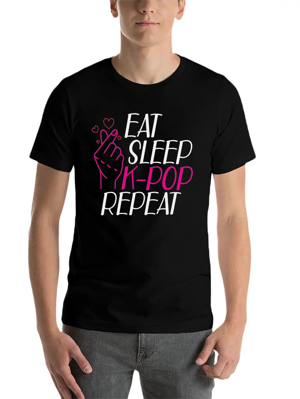 K-Pop - Eat Sleep K-pop Repeat B Classic Cotton Tee – Unisex Comfort For Any Season