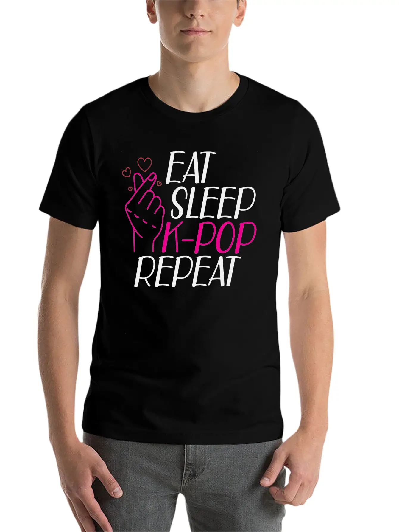 K-Pop - Eat Sleep K-pop Repeat B Classic Cotton Tee – Unisex Comfort For Any Season