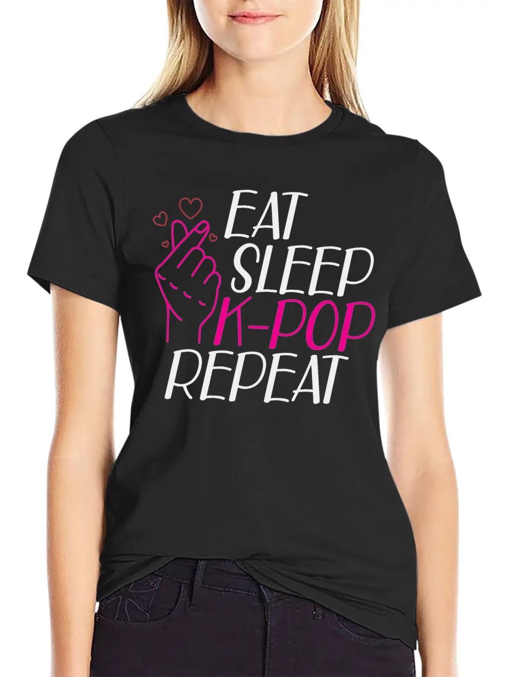 K-Pop - Eat Sleep K-pop Repeat B Classic Cotton Tee – Unisex Comfort For Any Season
