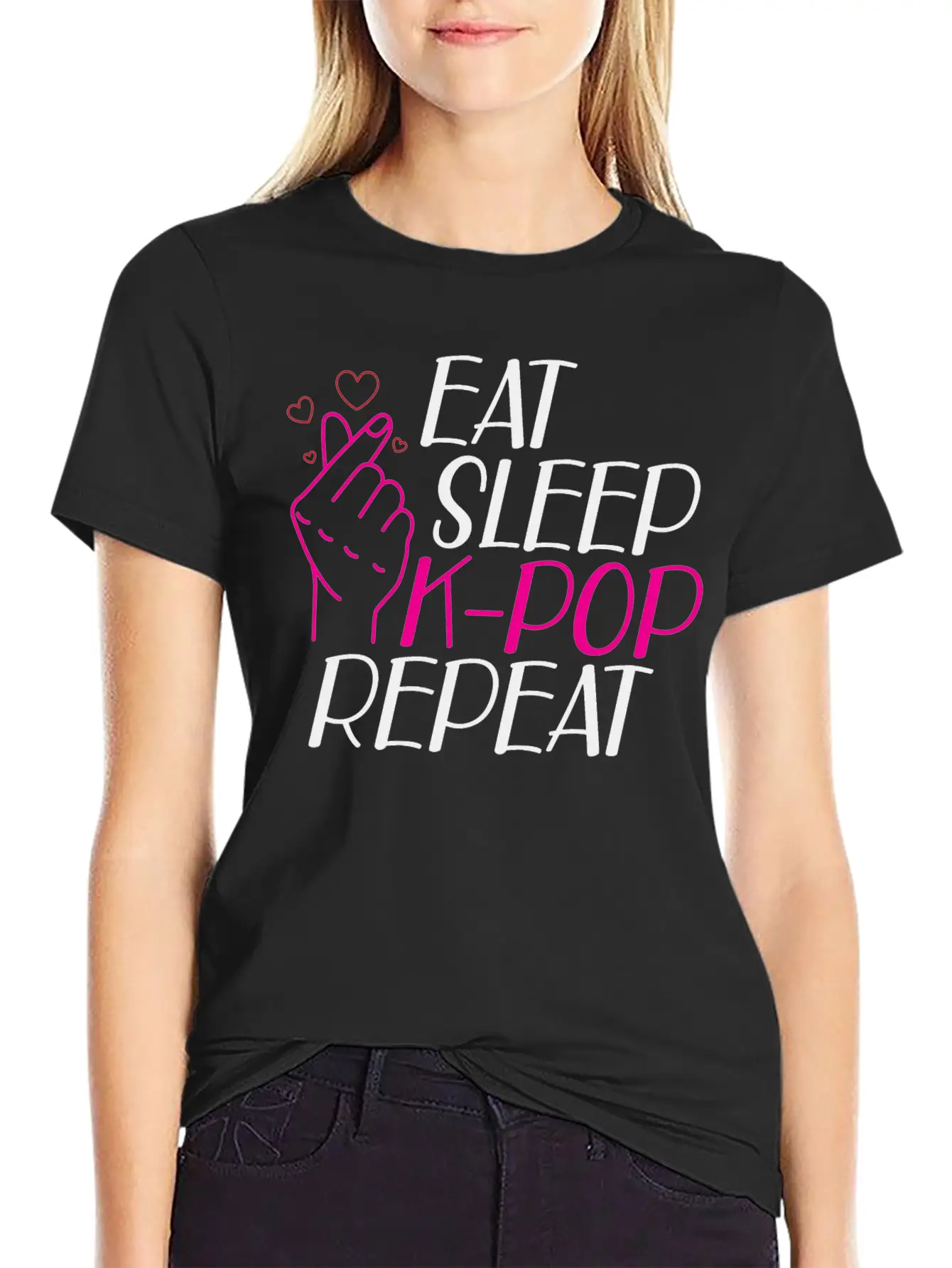 K-Pop - Eat Sleep K-pop Repeat B Classic Cotton Tee – Unisex Comfort For Any Season