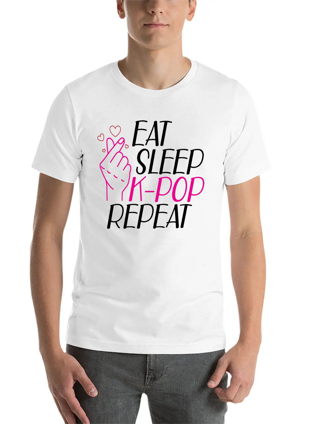 K-Pop - Eat Sleep K-pop Repeat B Classic Cotton Tee – Unisex Comfort For Any Season