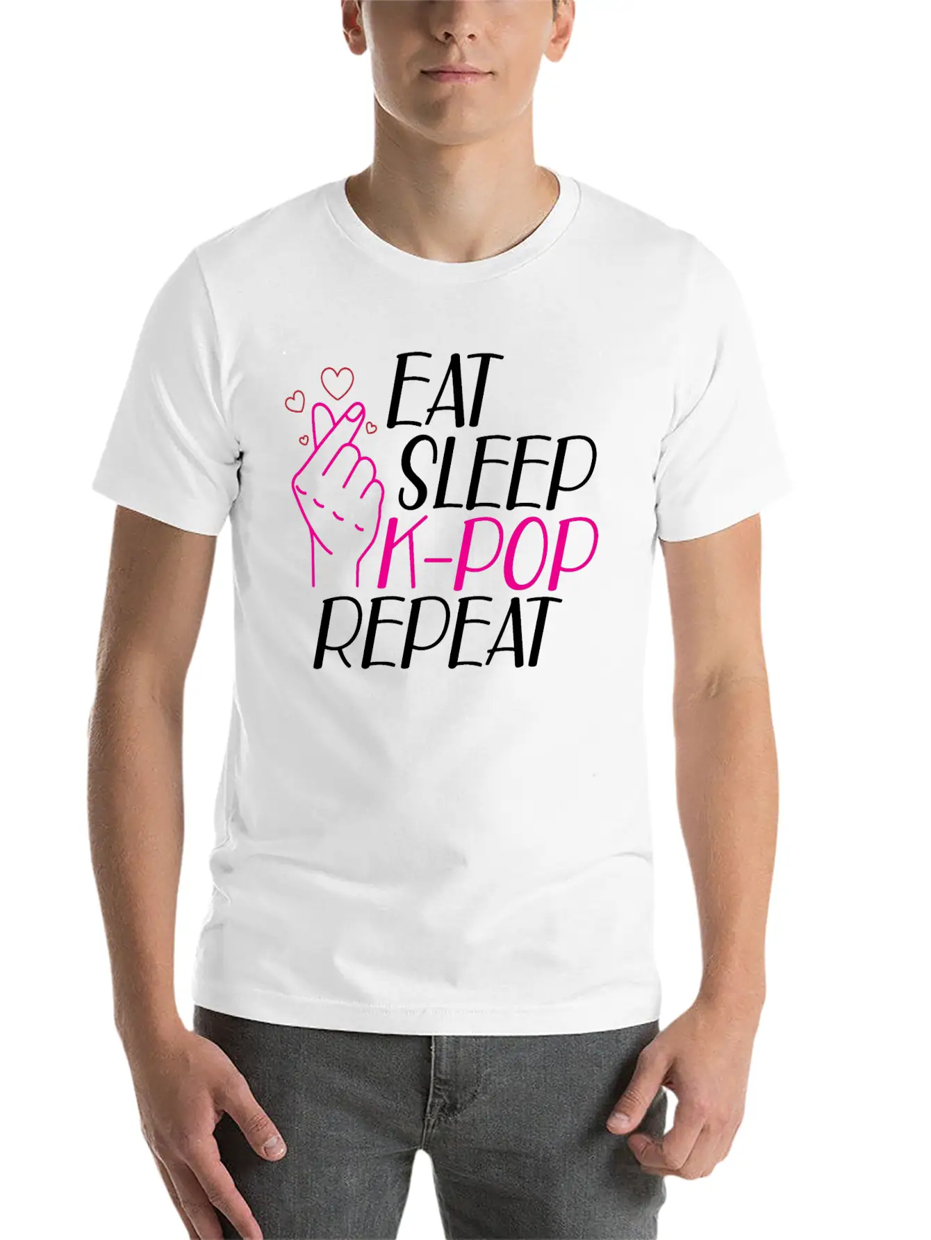 K-Pop - Eat Sleep K-pop Repeat B Classic Cotton Tee – Unisex Comfort For Any Season