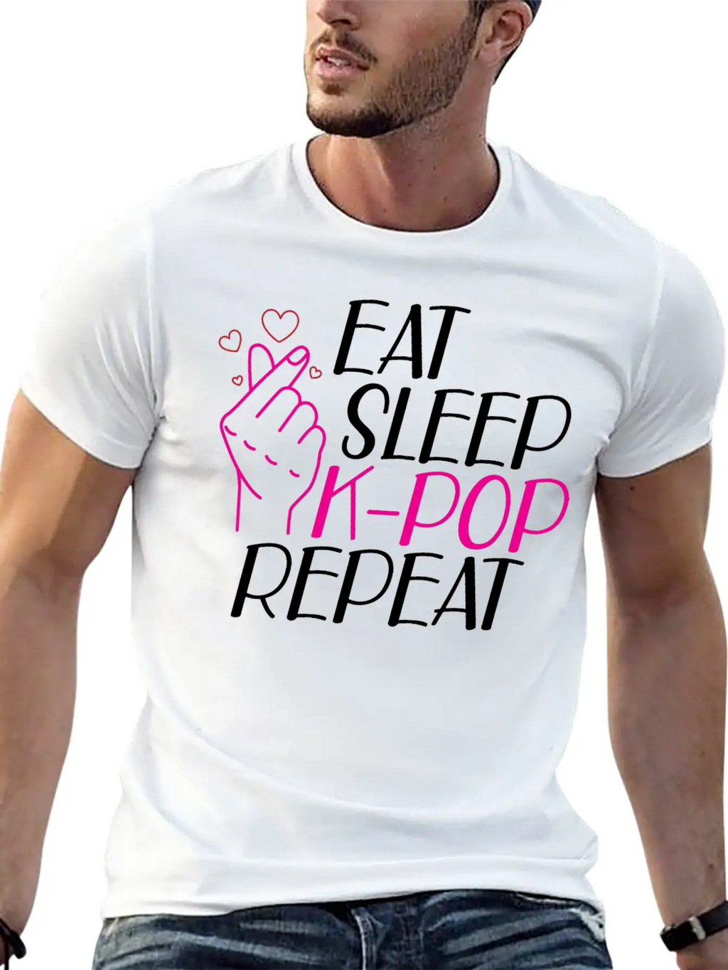 K-Pop - Eat Sleep K-pop Repeat B Classic Cotton Tee – Unisex Comfort For Any Season