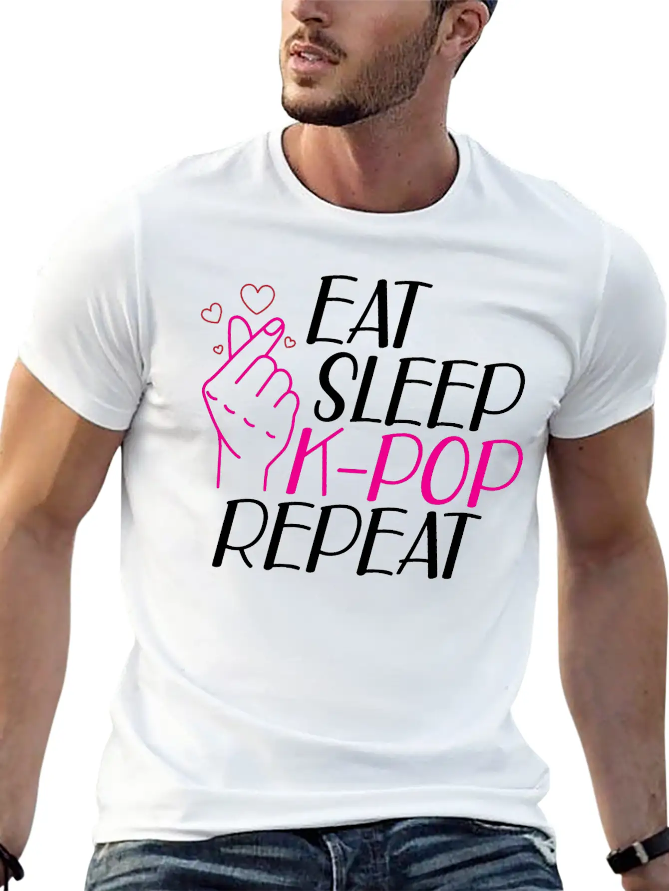 K-Pop - Eat Sleep K-pop Repeat B Classic Cotton Tee – Unisex Comfort For Any Season