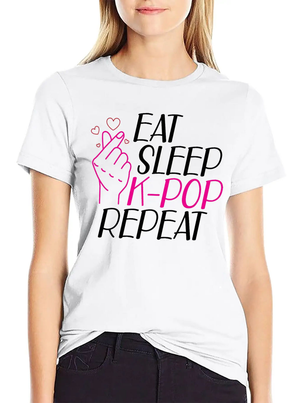 K-Pop - Eat Sleep K-pop Repeat B Classic Cotton Tee – Unisex Comfort For Any Season