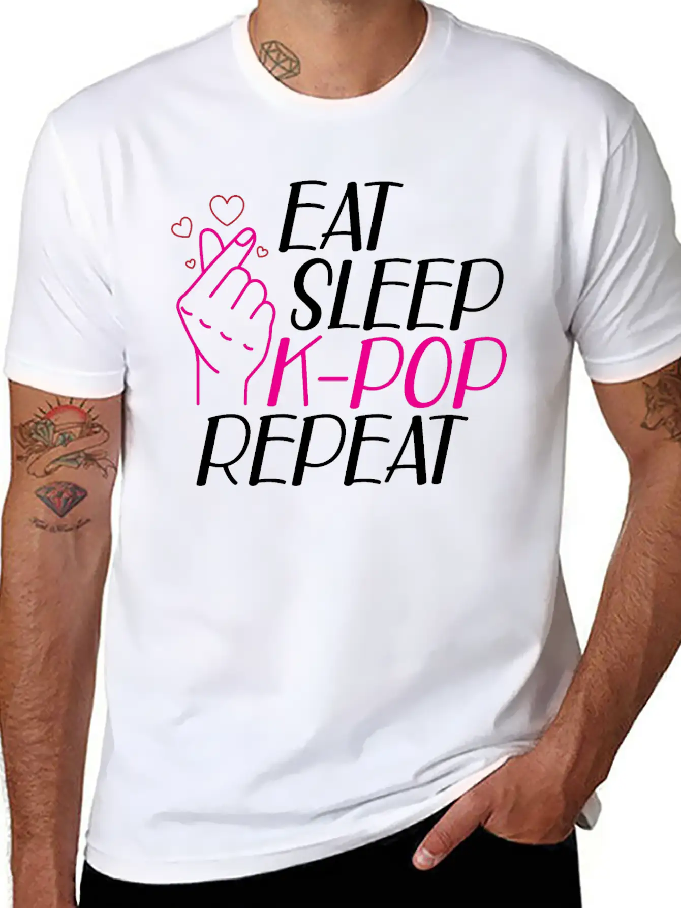 K-Pop - Eat Sleep K-pop Repeat B Classic Cotton Tee – Unisex Comfort For Any Season