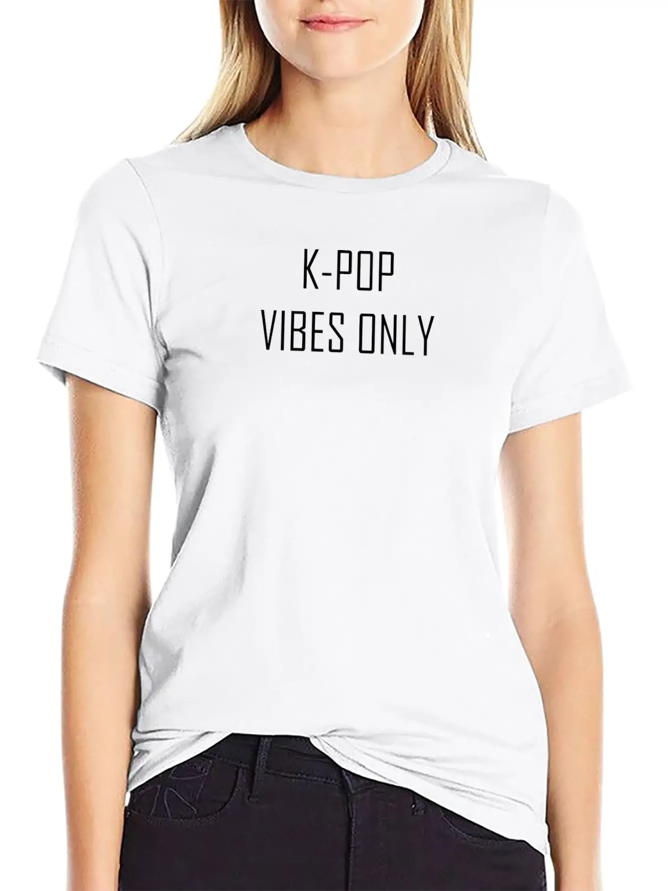 K POP VIBES ONLY Basic Graphic T-Shirt – Daily Comfort In Soft Cotton