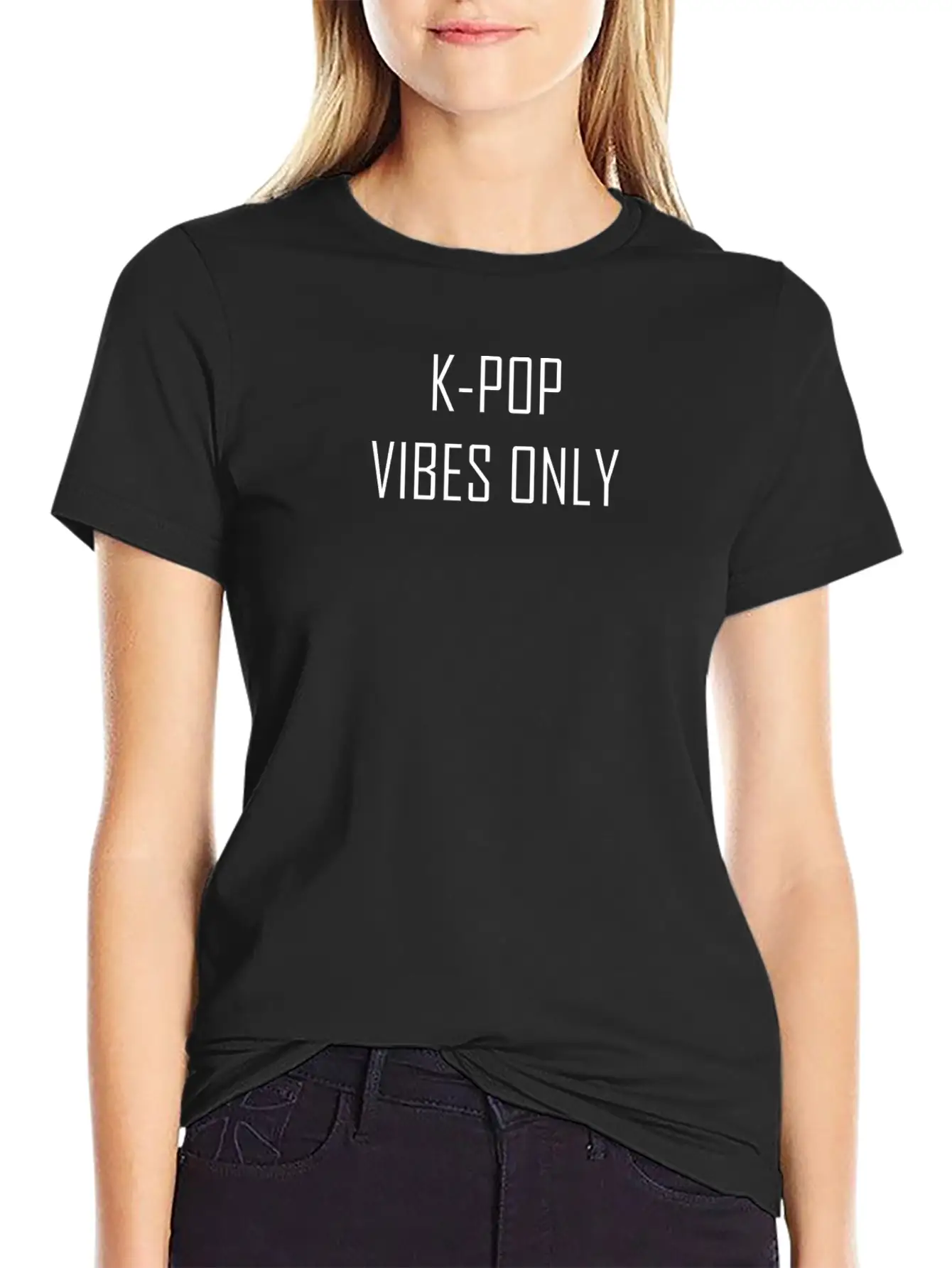 K POP VIBES ONLY Basic Graphic T-Shirt – Daily Comfort In Soft Cotton
