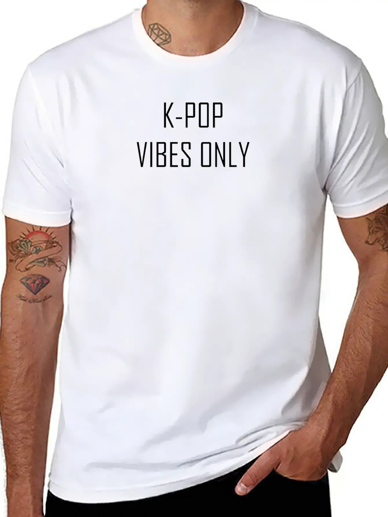 K POP VIBES ONLY Basic Graphic T-Shirt – Daily Comfort In Soft Cotton