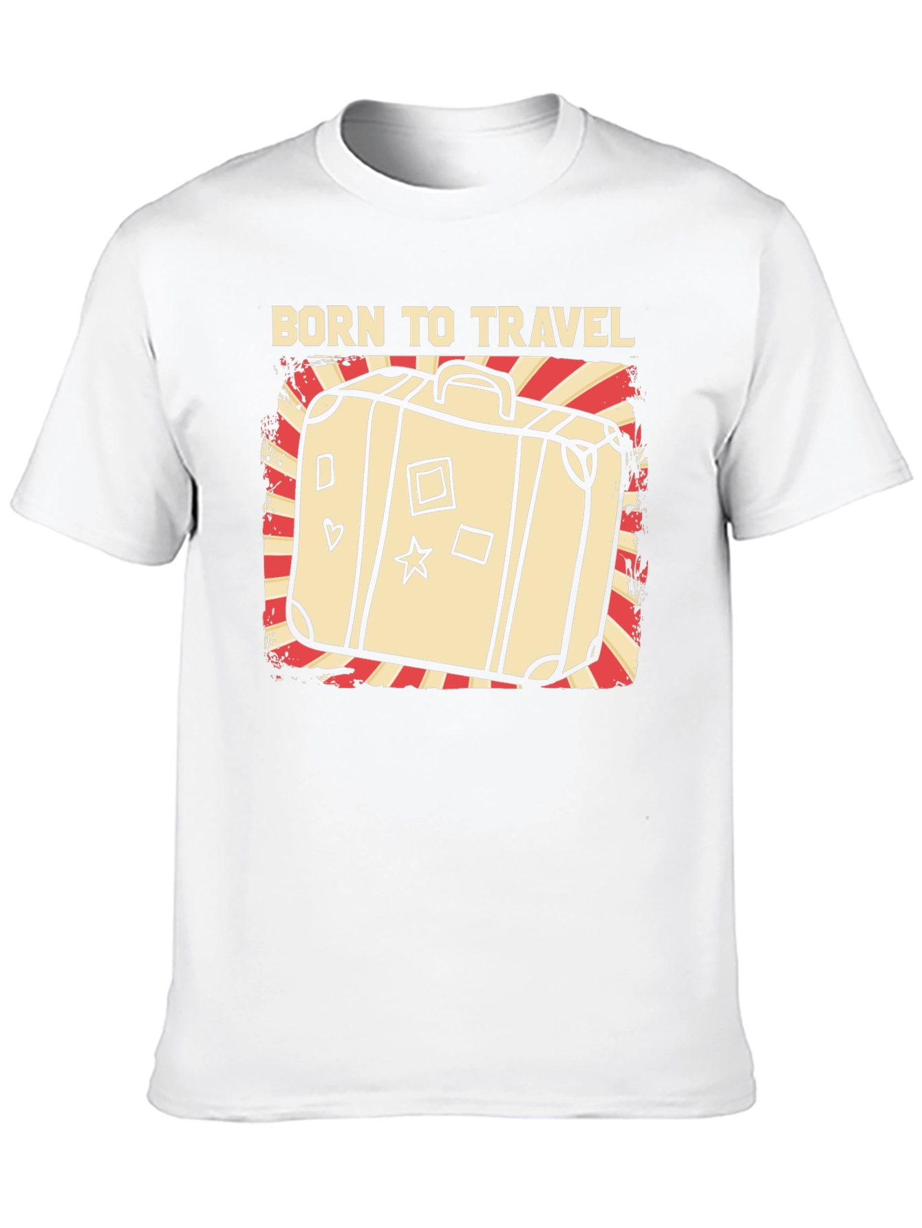 Born to Travel Graphic T-Shirt - Suitcase Design