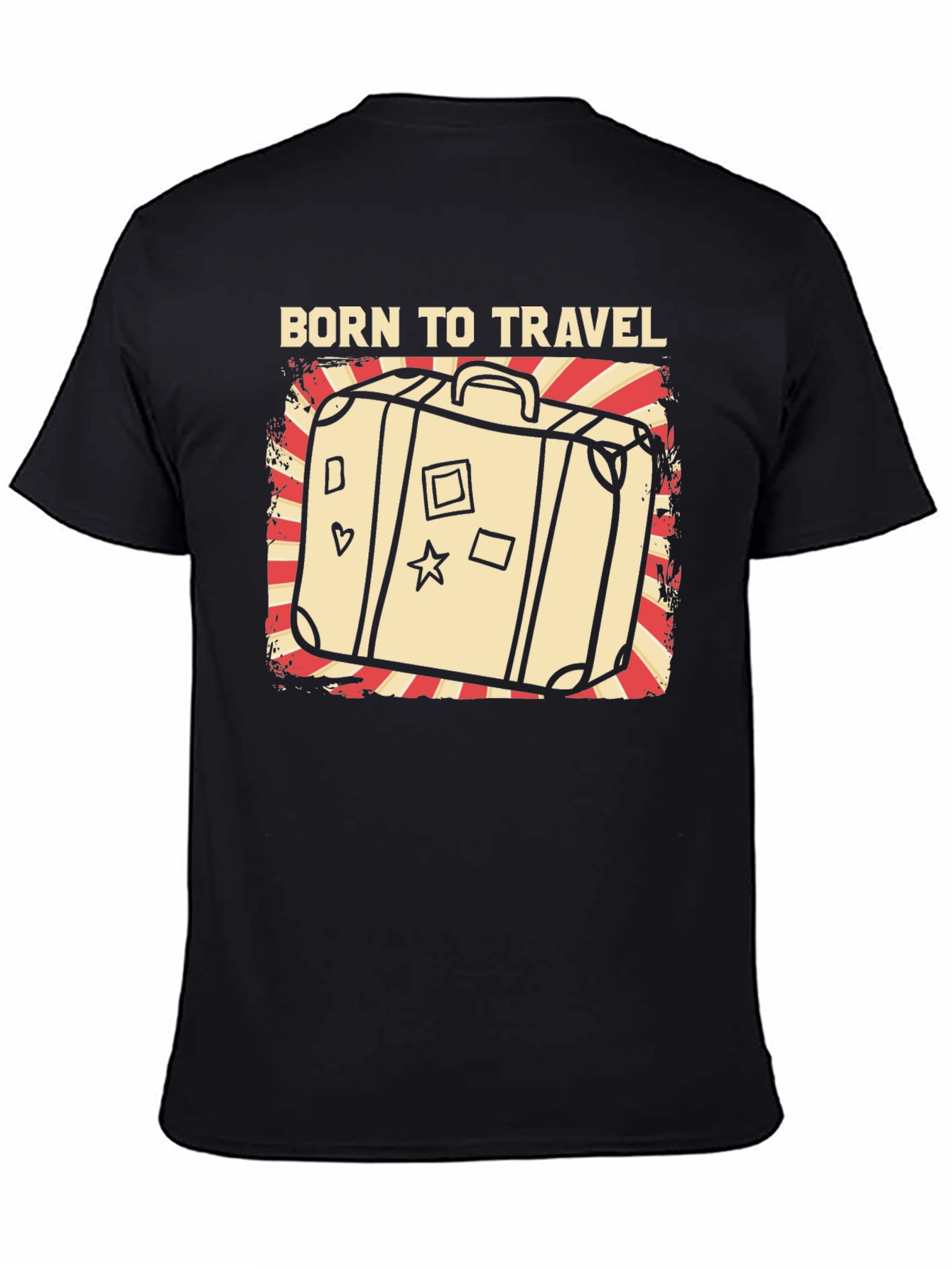 Born to Travel Graphic T-Shirt - Suitcase Design