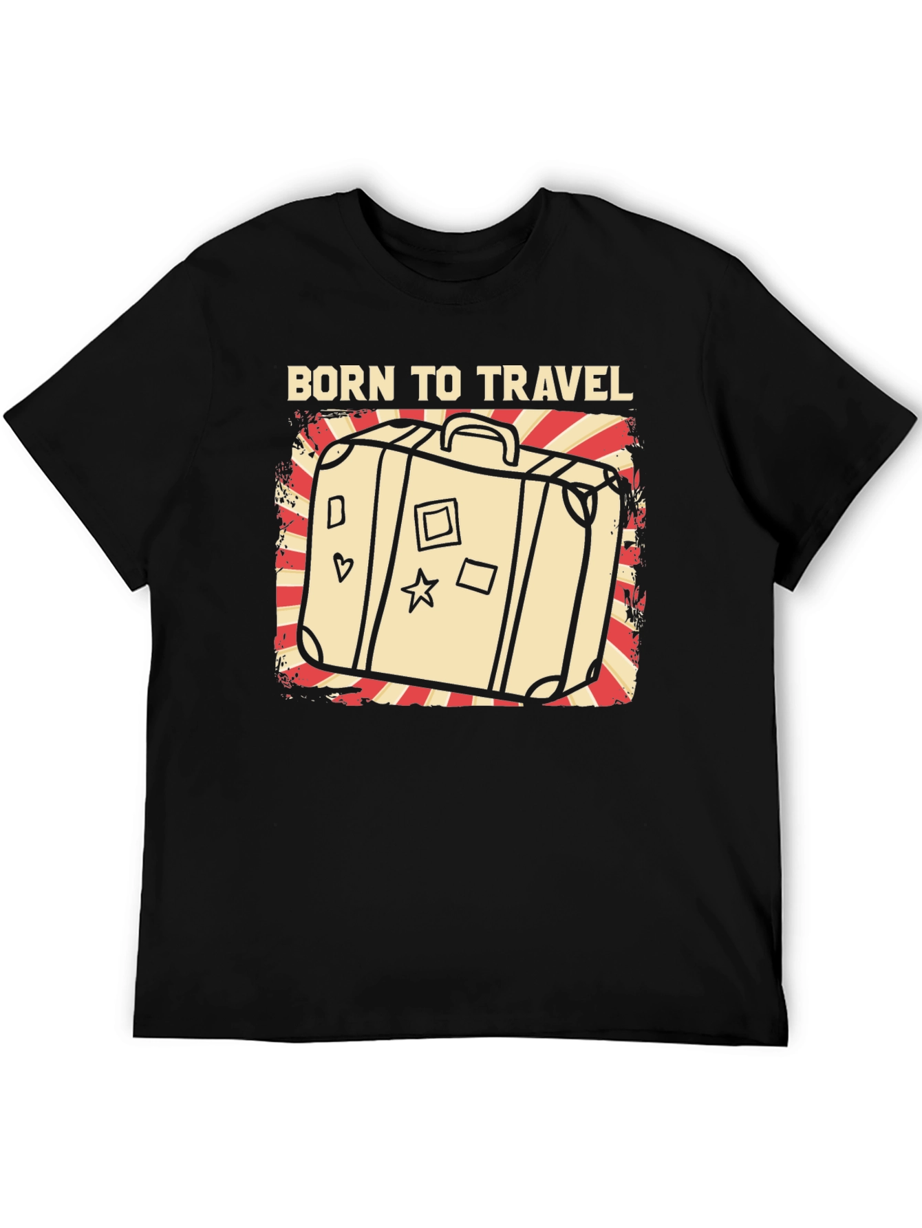 Born to Travel Graphic T-Shirt - Suitcase Design