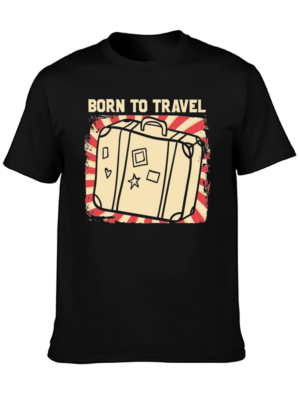 Born to Travel Graphic T-Shirt - Suitcase Design