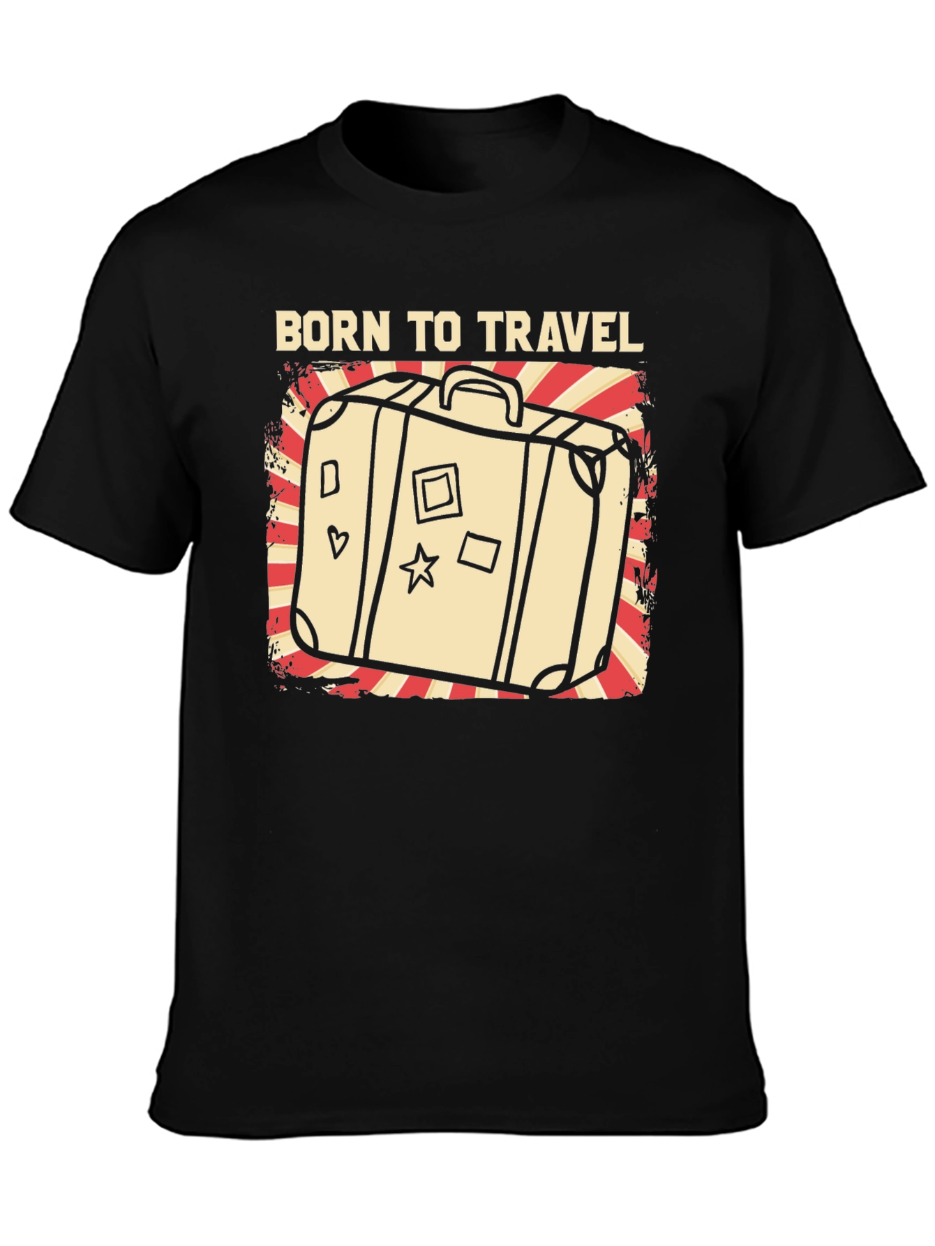 Born to Travel Graphic T-Shirt - Suitcase Design
