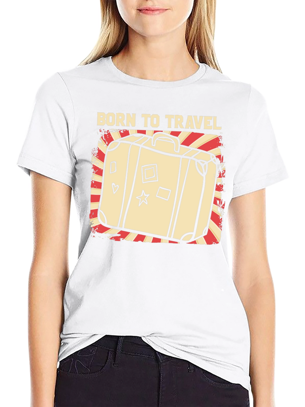 Born to Travel Graphic T-Shirt - Suitcase Design