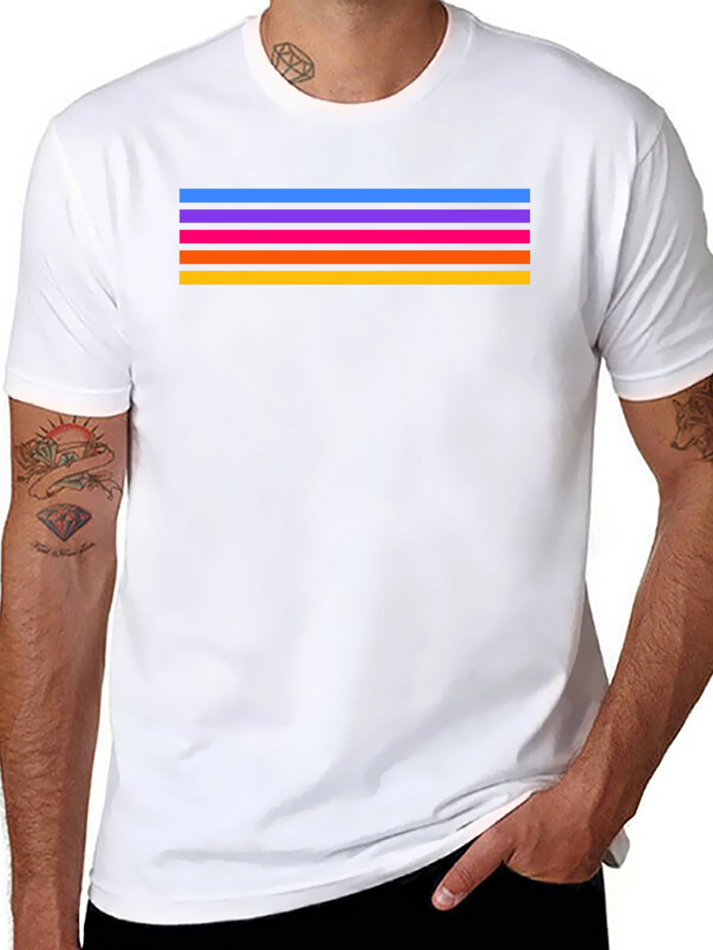 Retro Stripe Tee - Stylish Black T-Shirt