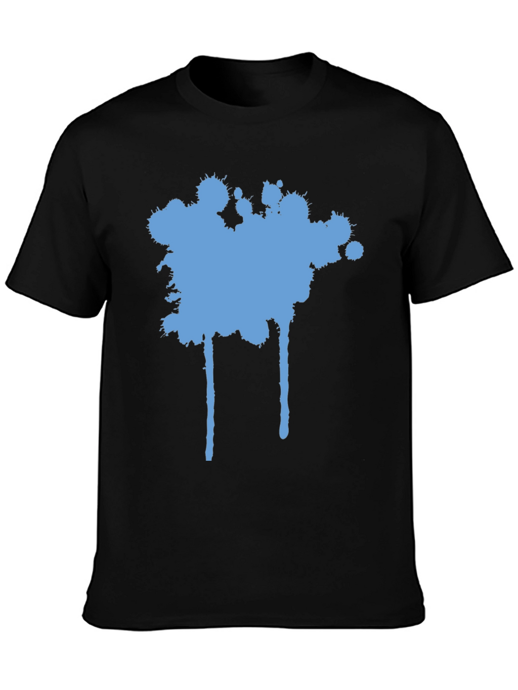 Blue Splatter Graphic Black T-Shirt