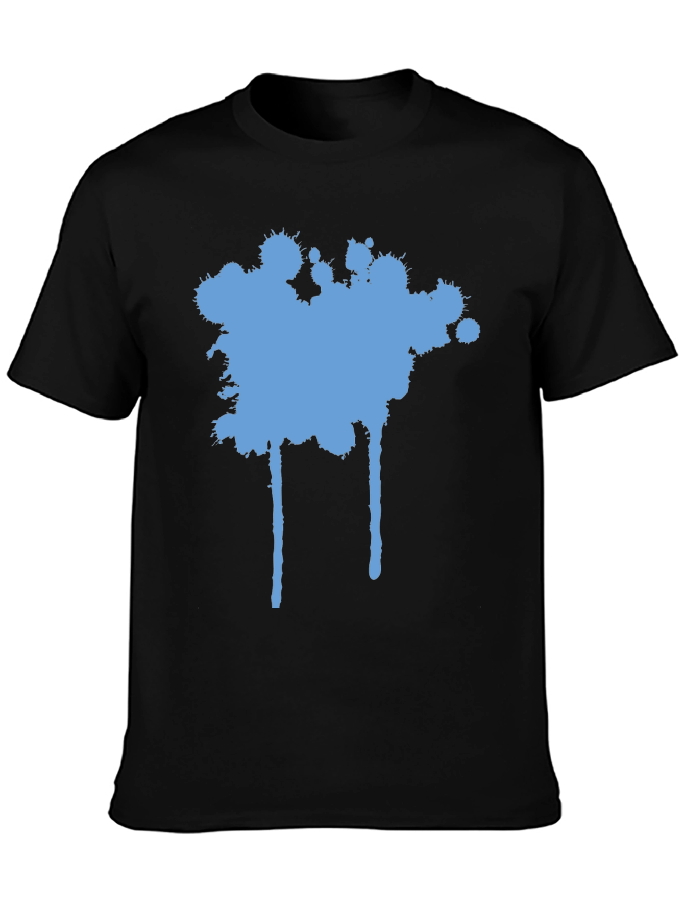 Blue Splatter Graphic Black T-Shirt