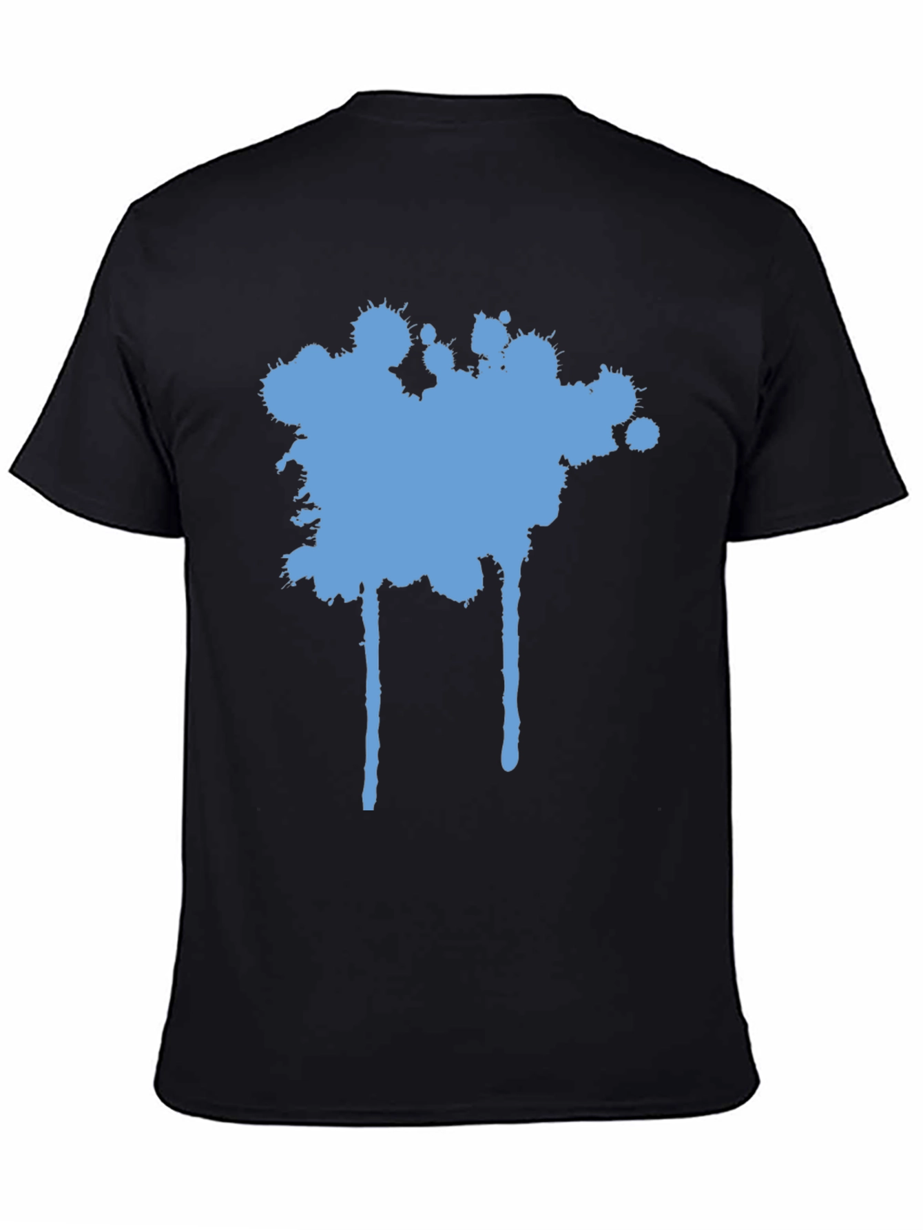 Blue Splatter Graphic Black T-Shirt
