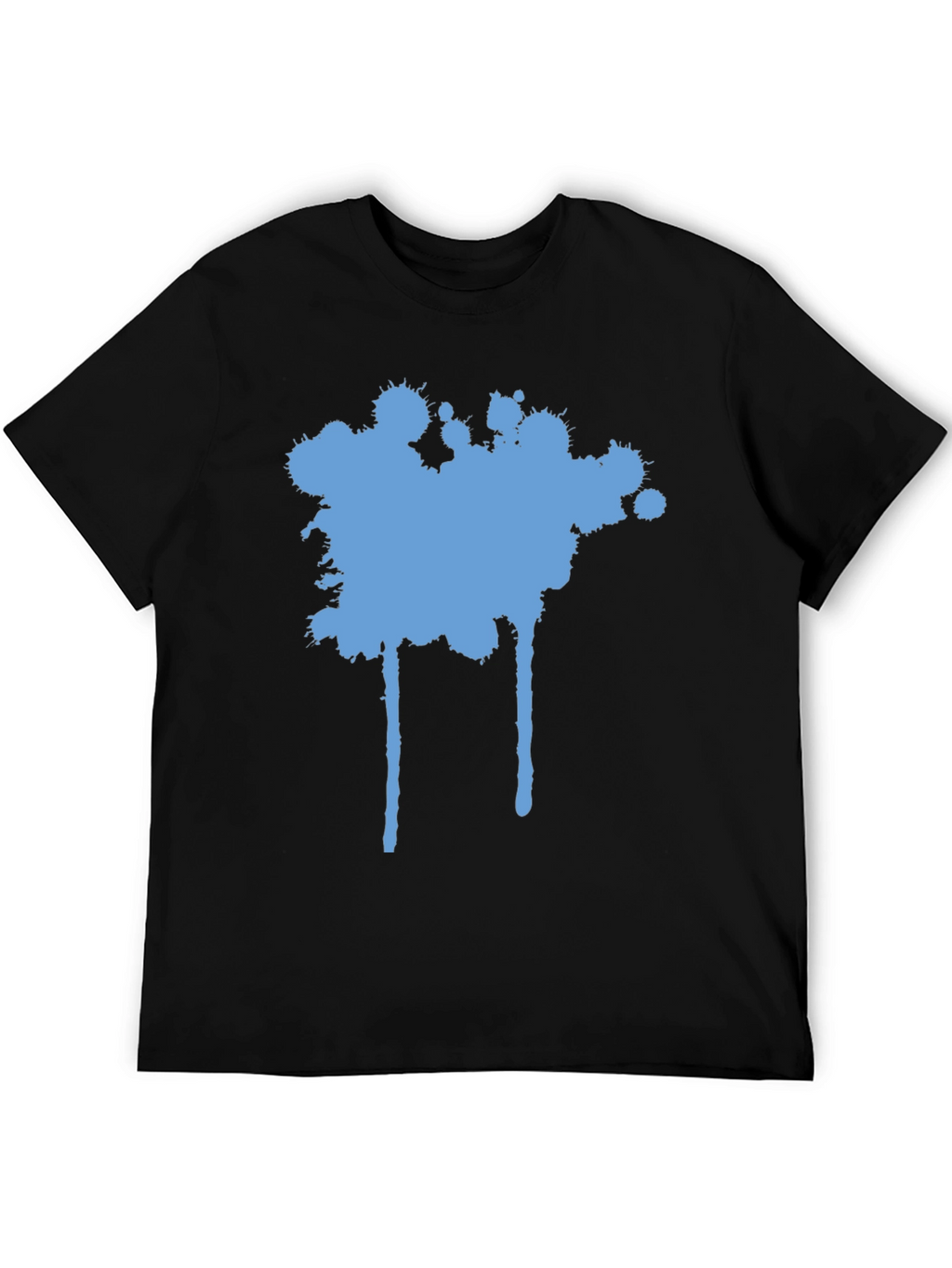 Blue Splatter Graphic Black T-Shirt