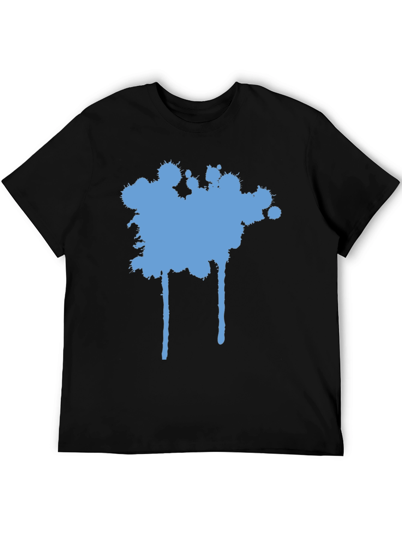 Blue Splatter Graphic Black T-Shirt