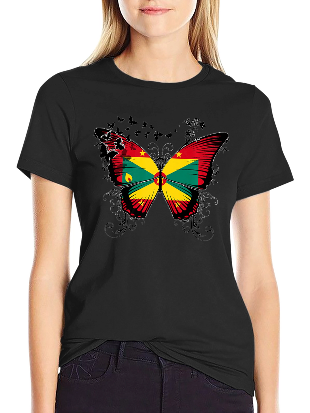 Grenada Flag Butterfly Graphic T-Shirt