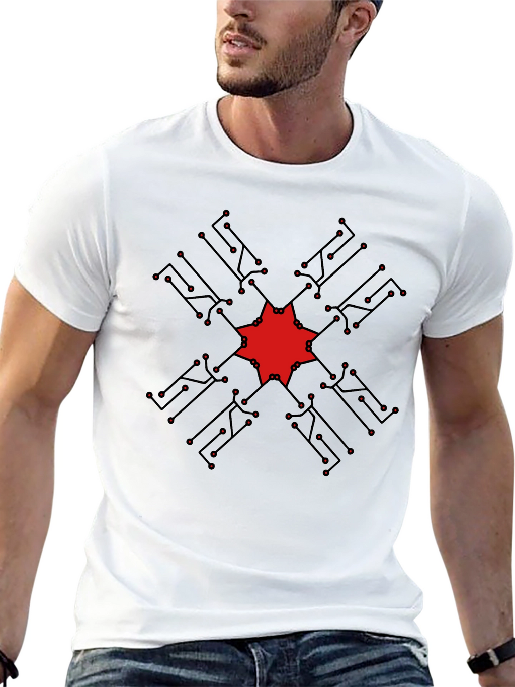 Geometric Circuit Design T-Shirt