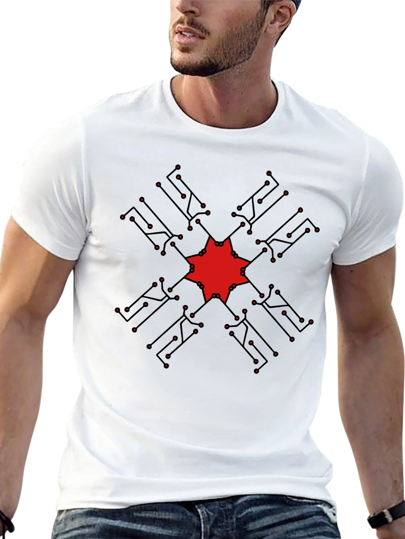 Geometric Circuit Design T-Shirt