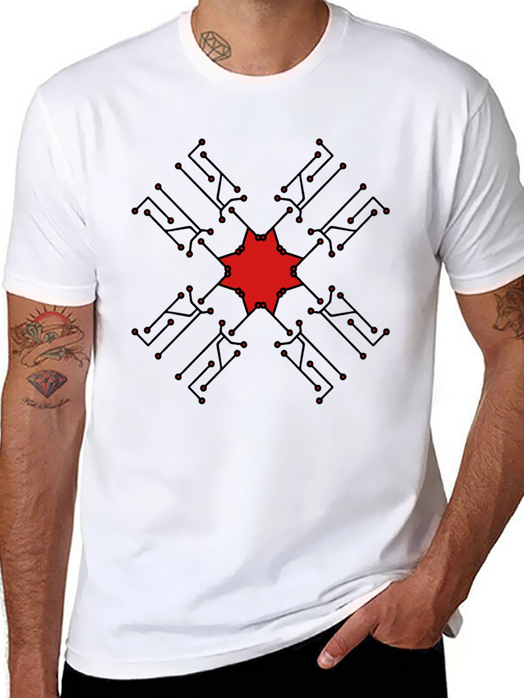 Geometric Circuit Design T-Shirt