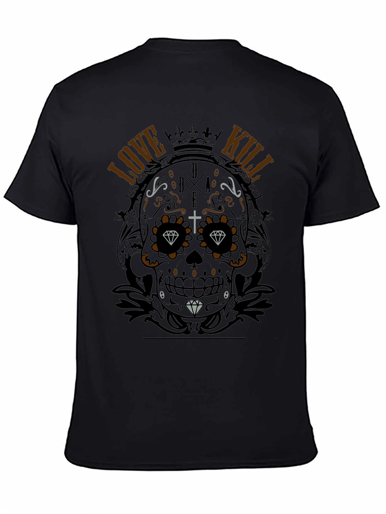 Sugar Skull Love Kill Graphic Black T-Shirt