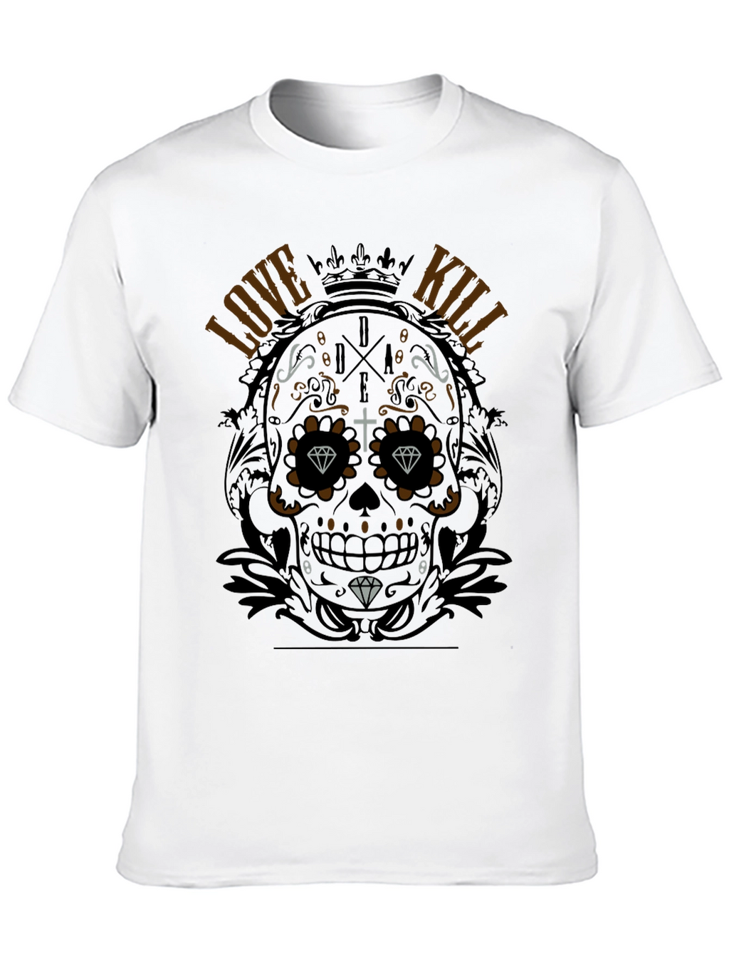 Sugar Skull Love Kill Graphic Black T-Shirt