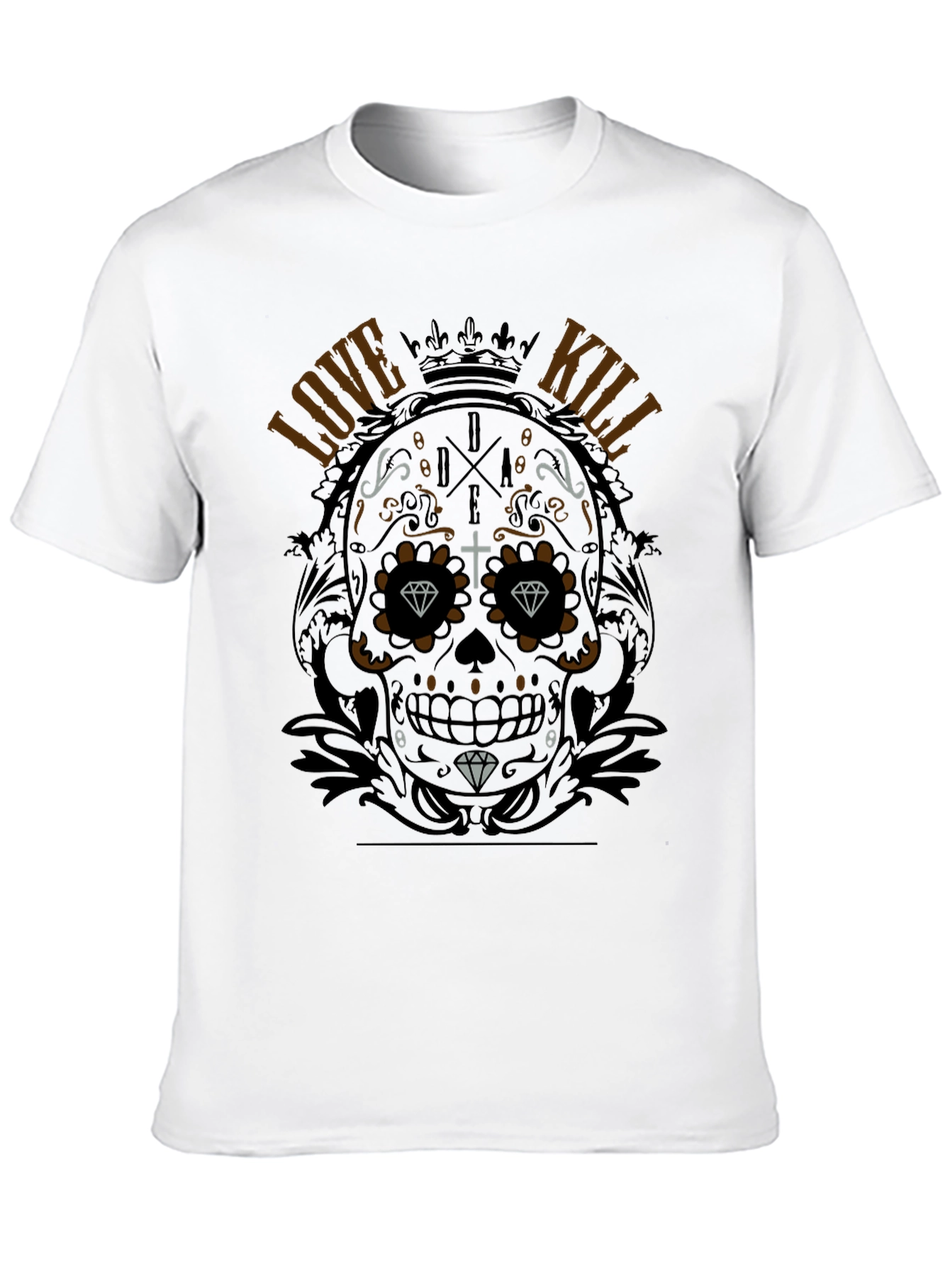 Sugar Skull Love Kill Graphic Black T-Shirt