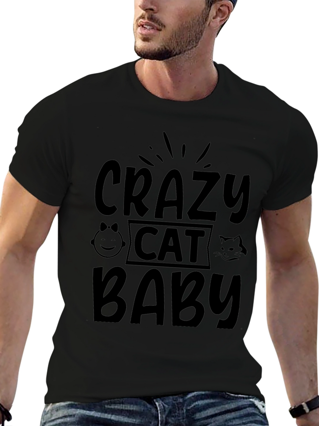 Crazy Cat Baby Black T-Shirt