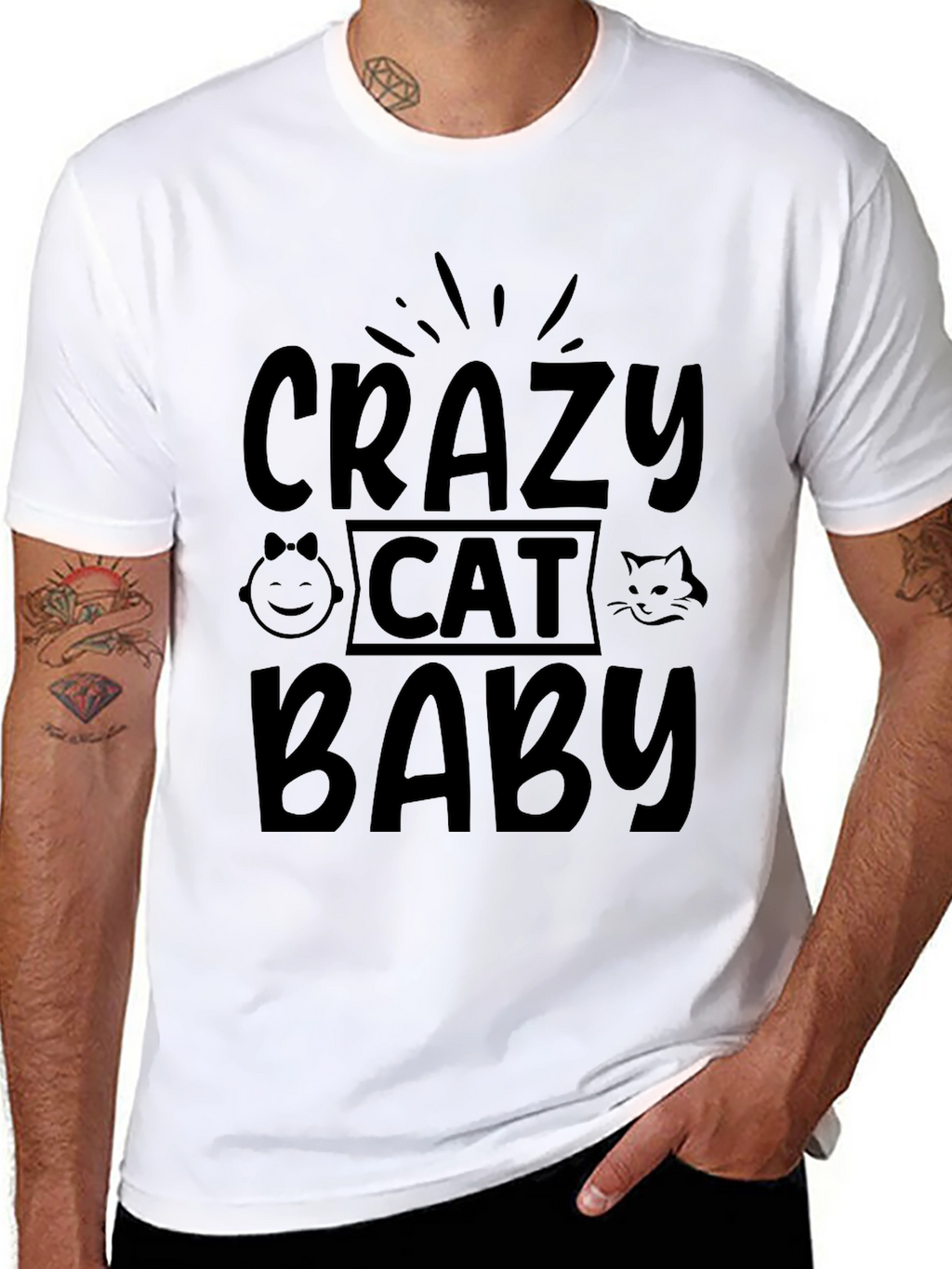 Crazy Cat Baby Black T-Shirt