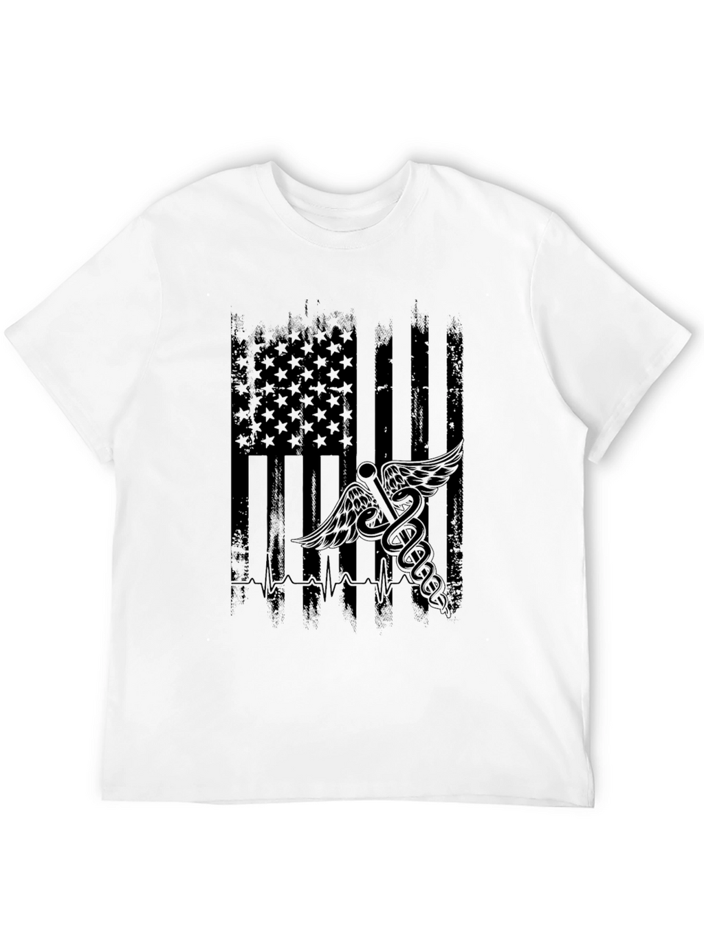 Distressed American Flag Medical Symbol T-Shirt